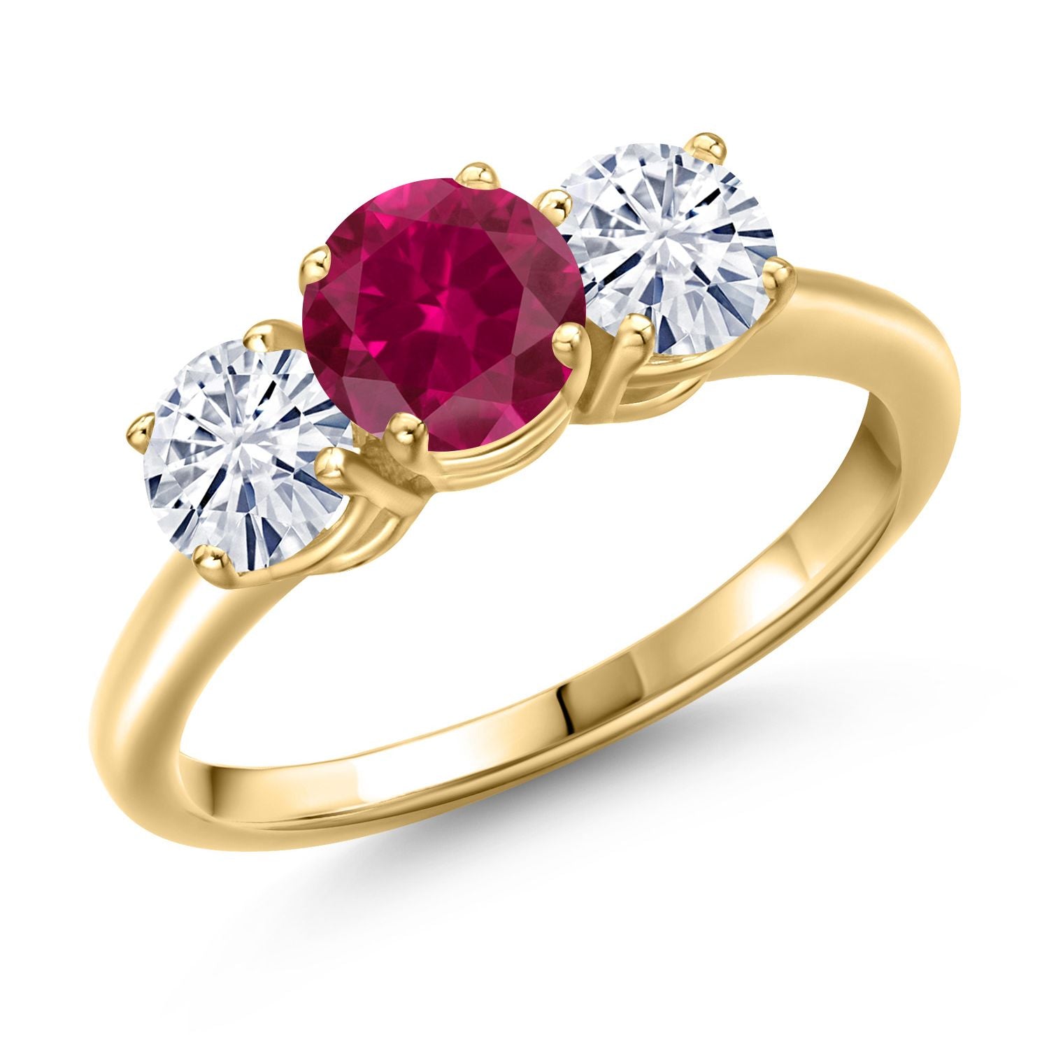 Created Ruby - July_6_Ring in 925 Yellow Gold Plated Silver