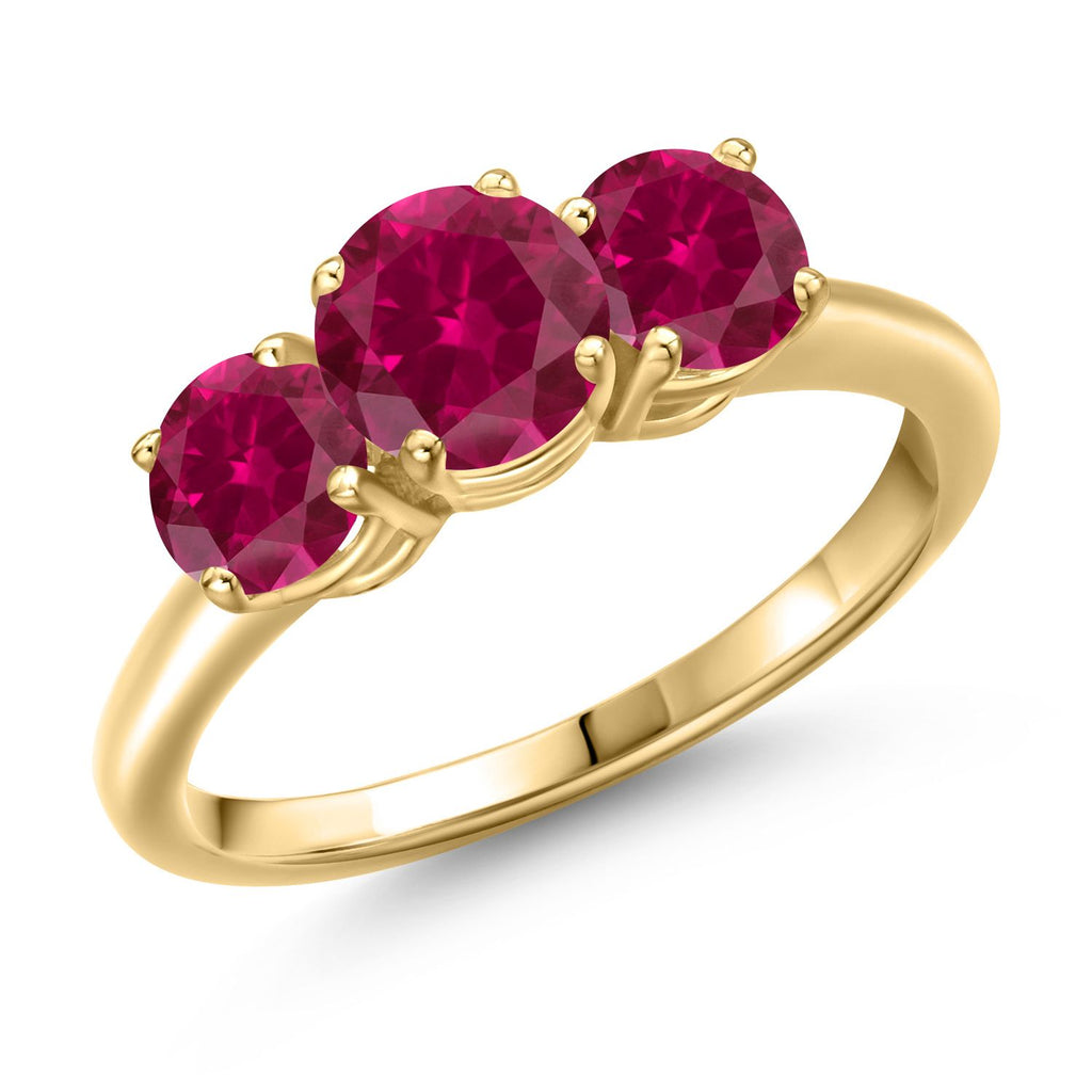 Created Ruby - July_7_Ring in 925 Yellow Gold Plated Silver