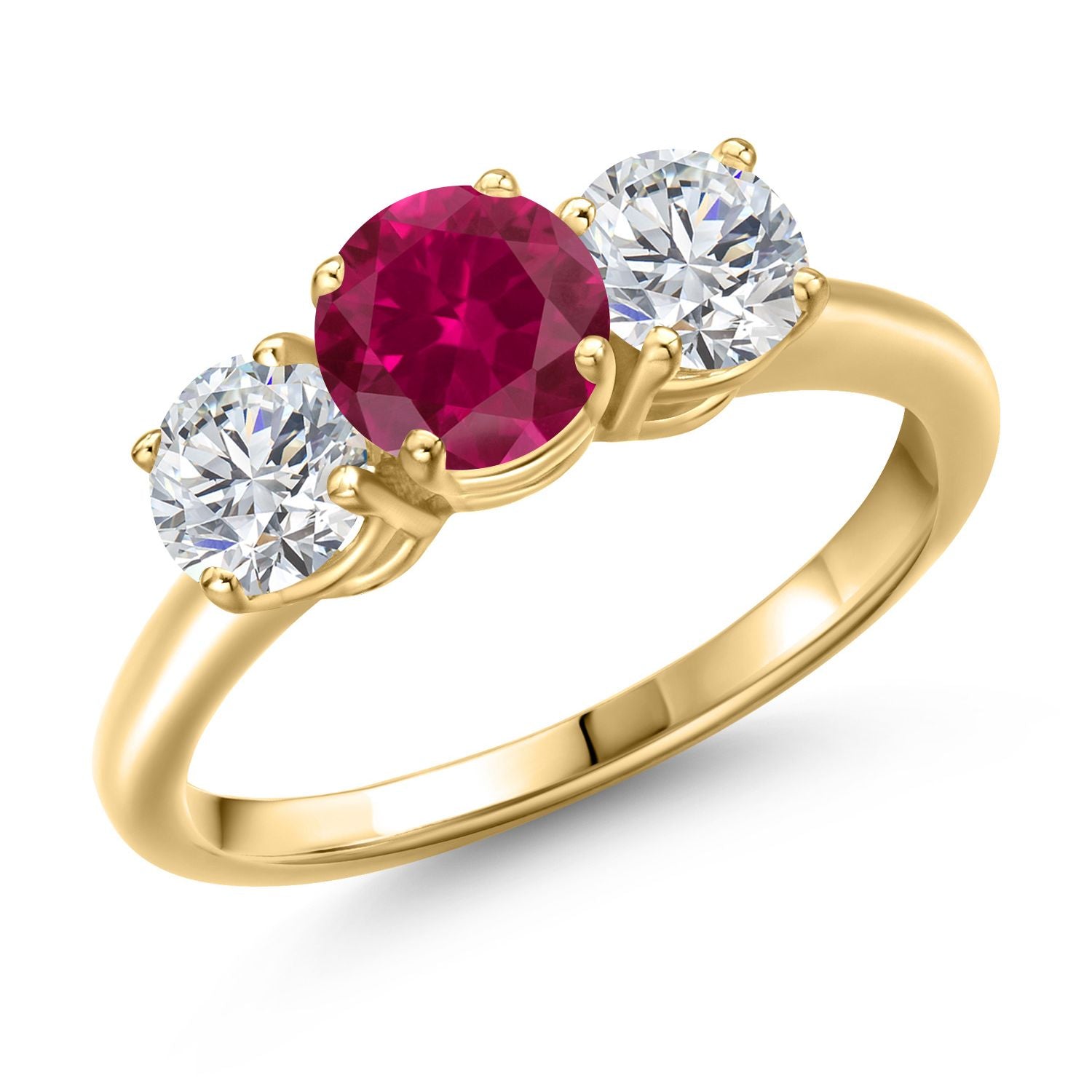 Created Ruby - July_5_Ring in 925 Yellow Gold Plated Silver
