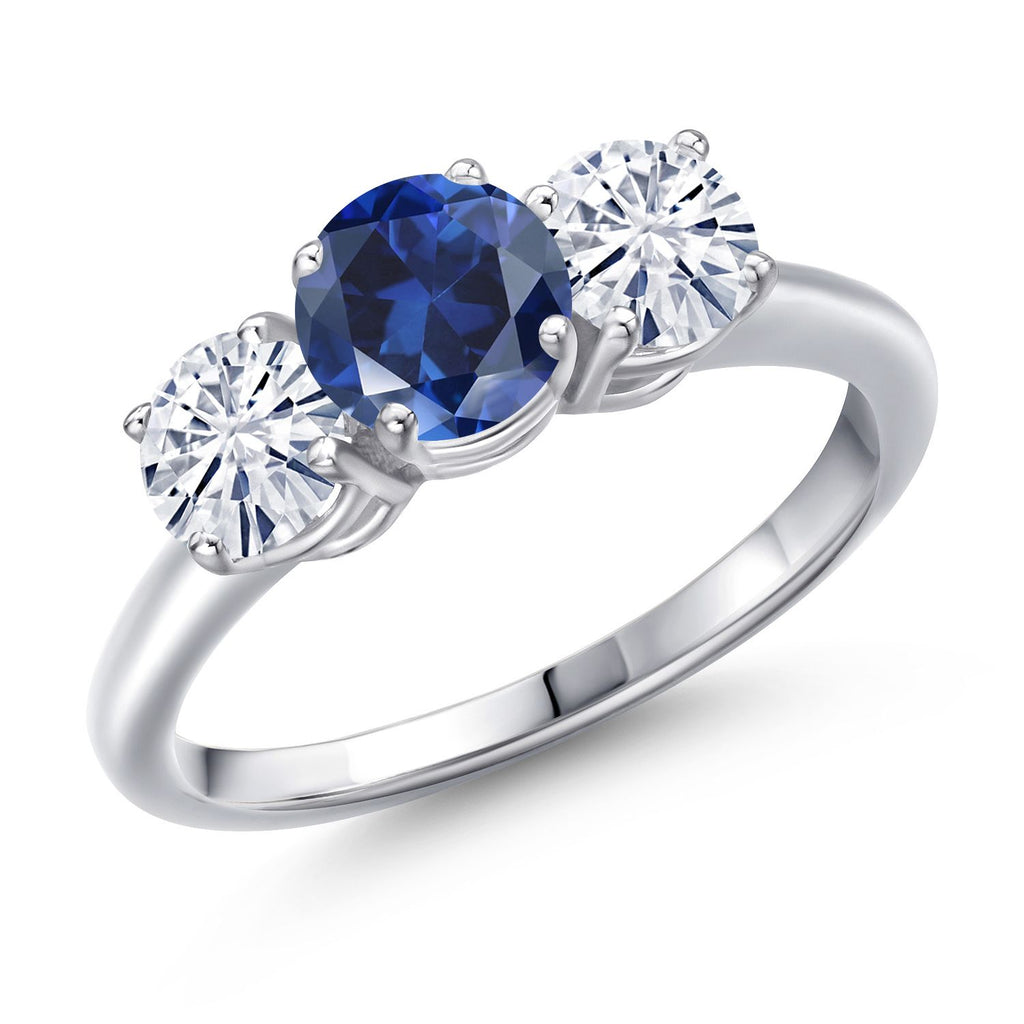 Blue Created Sapphire - September_6_Ring in 925 Sterling Silver