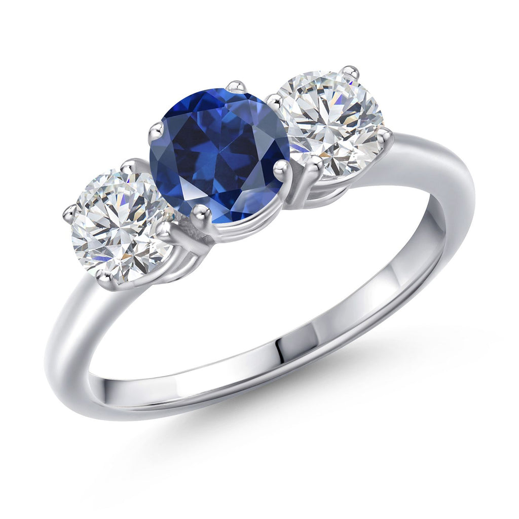 Blue Created Sapphire - September_5_Ring in 925 Sterling Silver