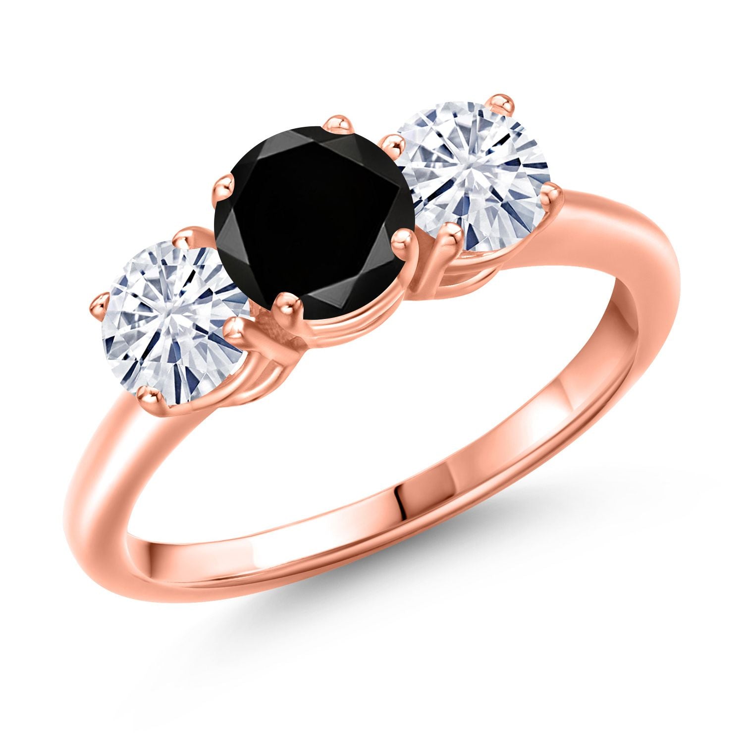 Black Diamond - April_8_Ring in 925 Rose Gold Plated Silver