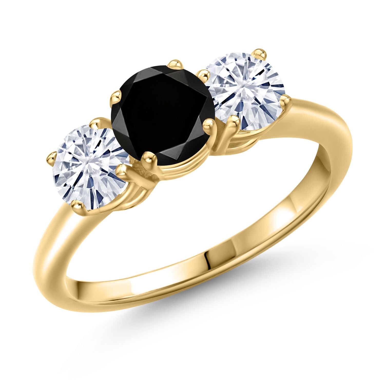 Black Diamond - April_8_Ring in 925 Yellow Gold Plated Silver