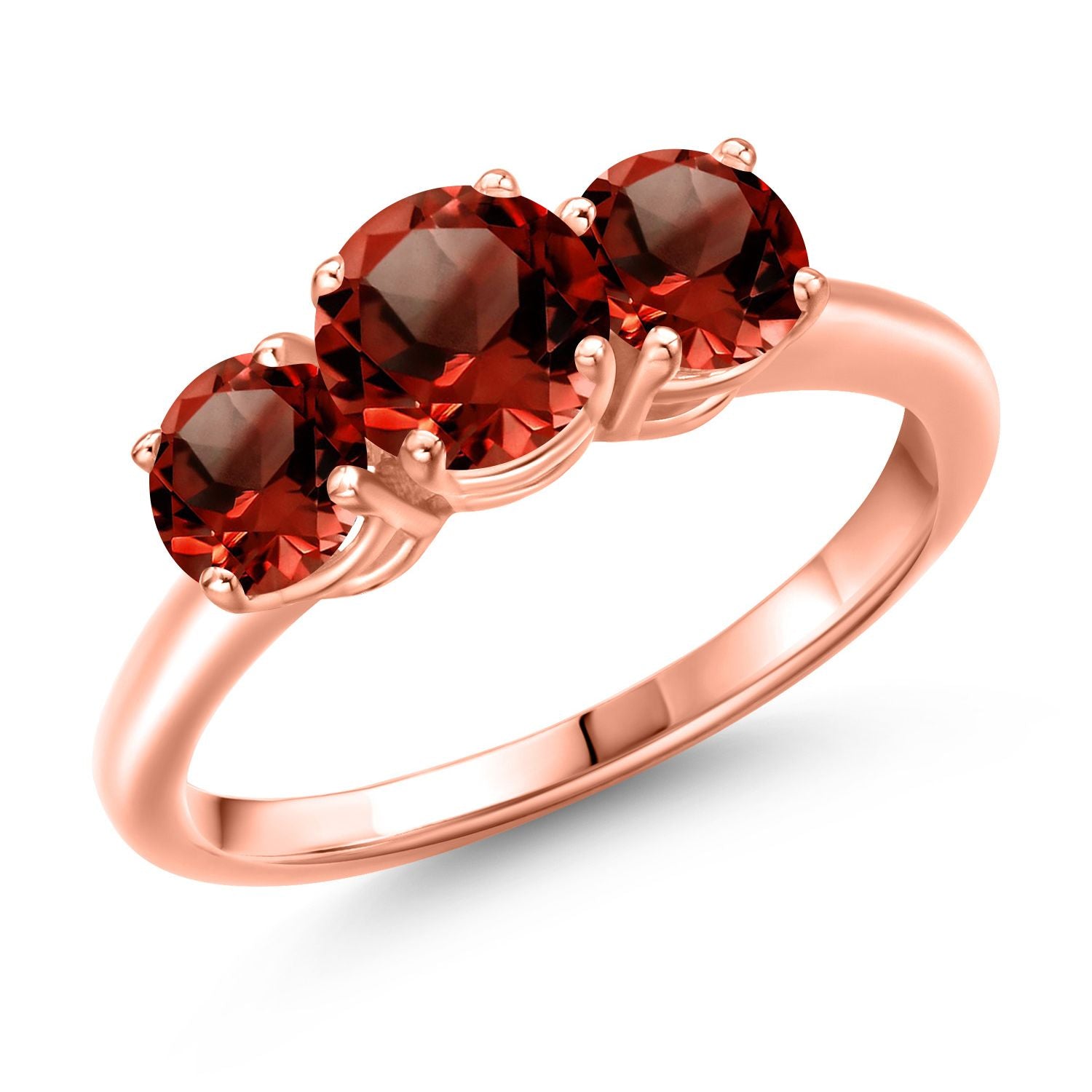 Garnet - January_8_Ring in 925 Rose Gold Plated Silver
