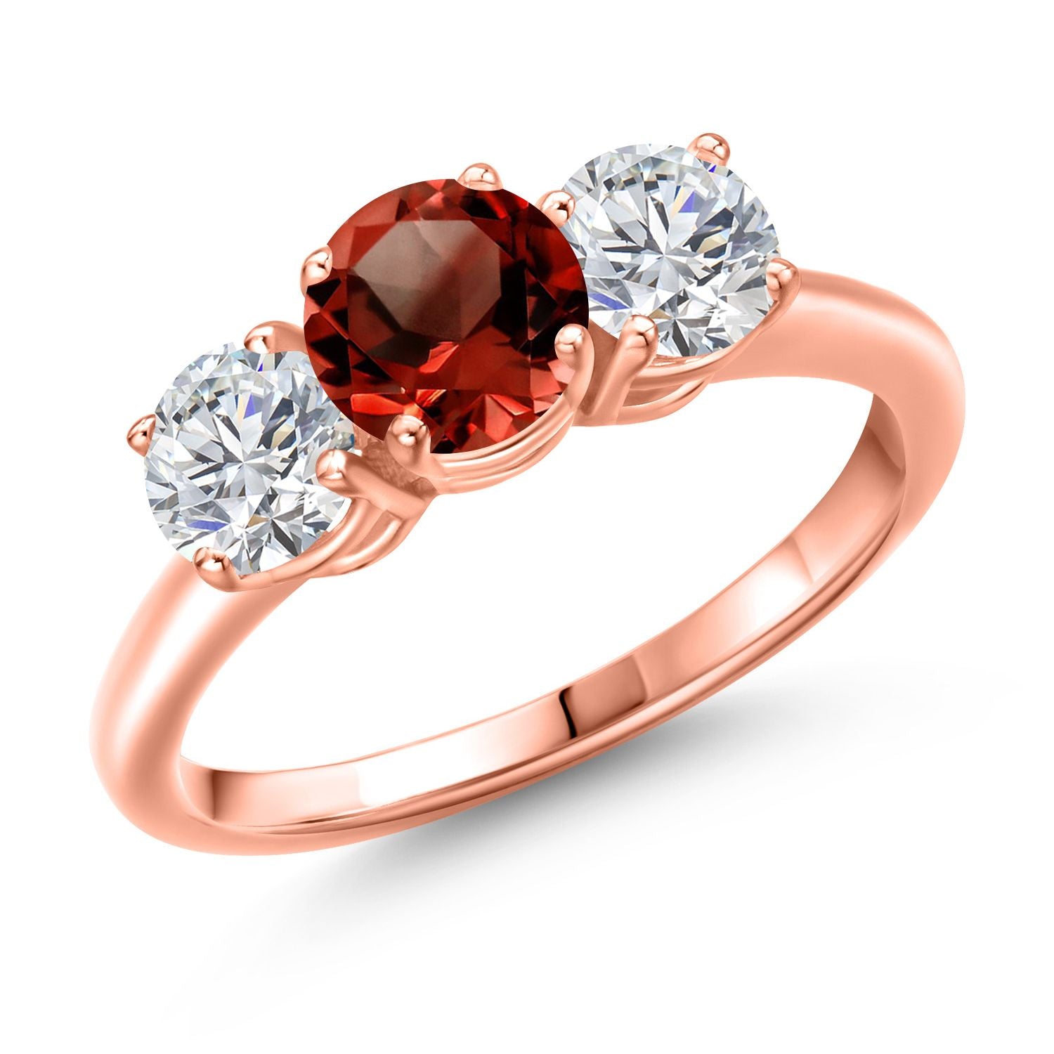 Garnet - January_8_Ring in 925 Rose Gold Plated Silver