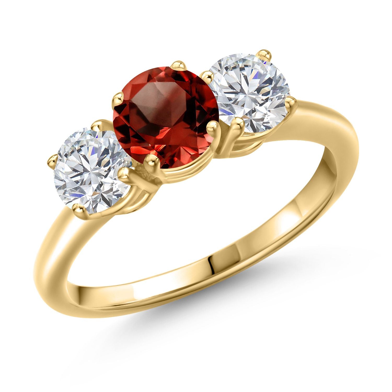 Garnet - January_7_Ring in 925 Yellow Gold Plated Silver