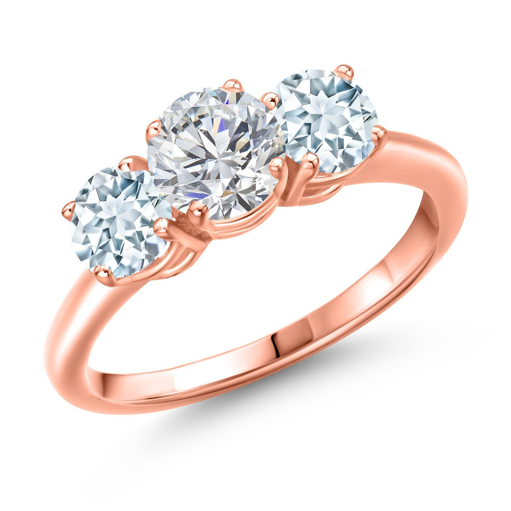 Aquamarine - March_9_Ring in 925 Rose Gold Plated Silver
