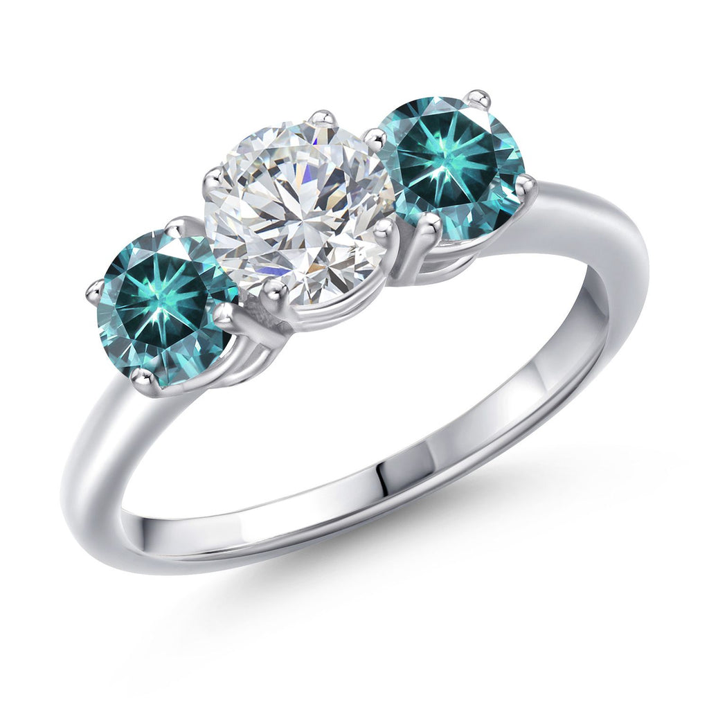 Blue Moissanite - April_8_Ring in 925 Sterling Silver