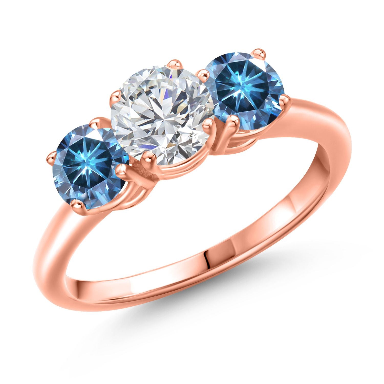 Persian Blue Moissanite - April_9_Ring in 925 Rose Gold Plated Silver