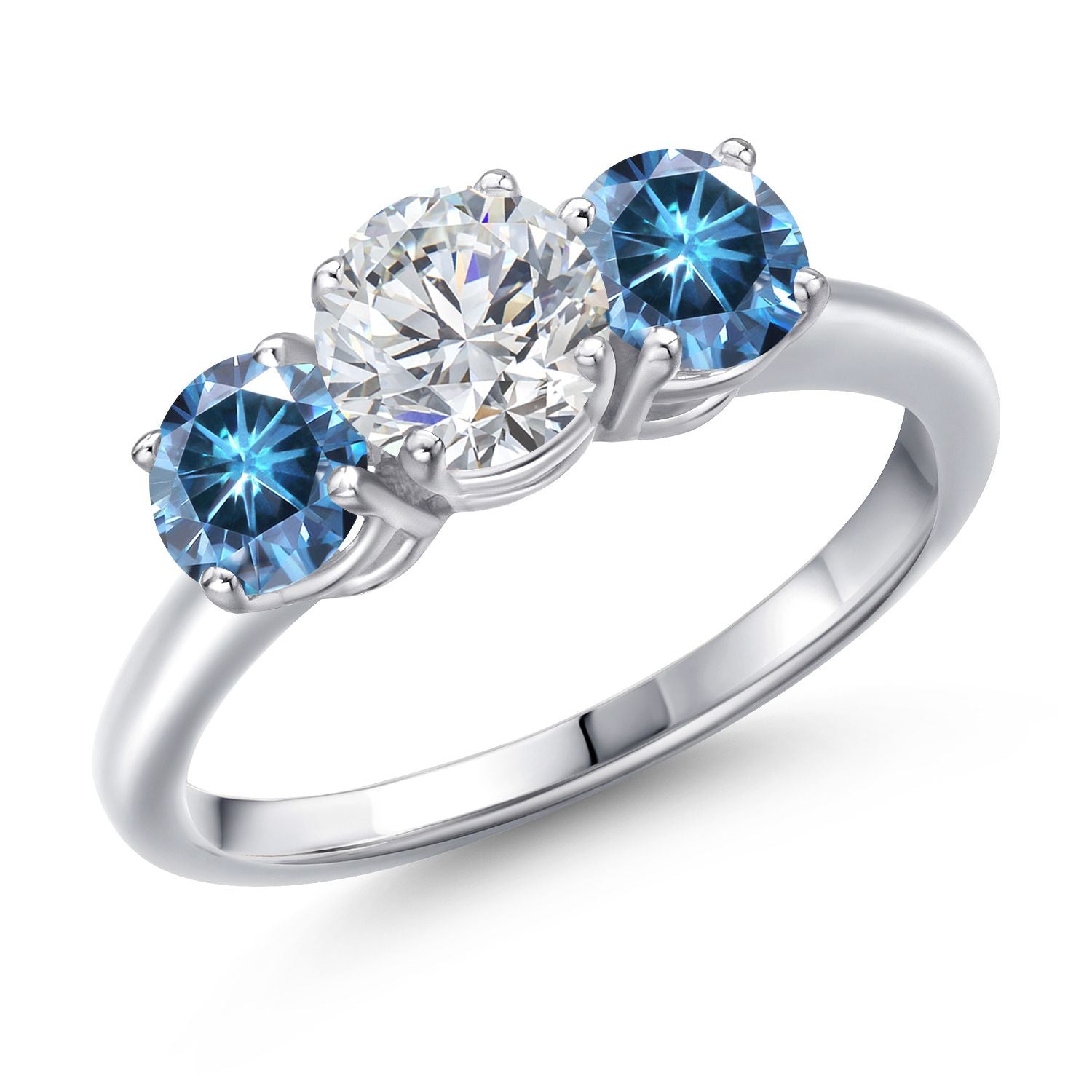 Persian Blue Moissanite - April_9_Ring in 925 Sterling Silver