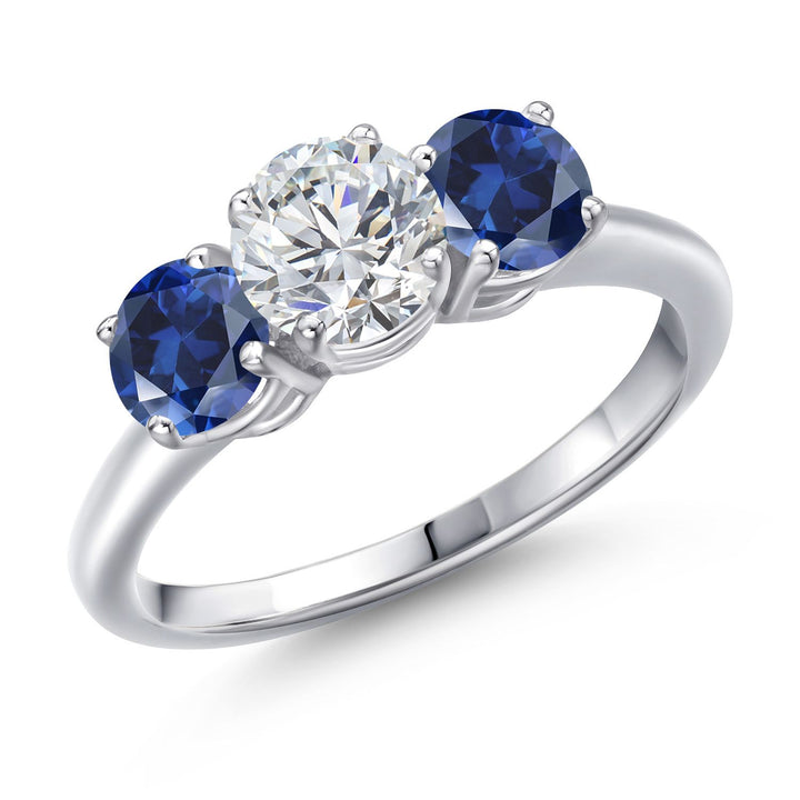 Blue Created Sapphire - September_5_Ring in 925 Sterling Silver