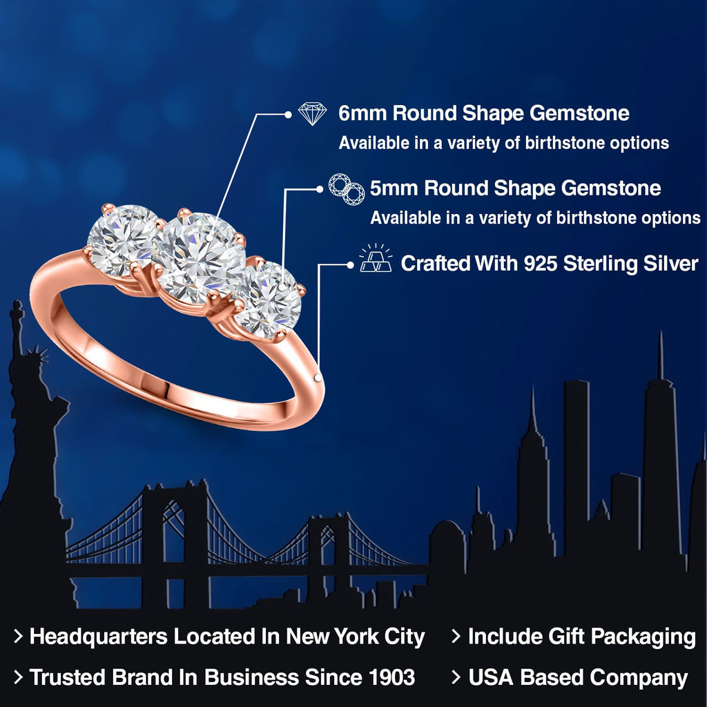 White Lab Grown Diamond - April_5_Ring in 925 Rose Gold Plated Silver