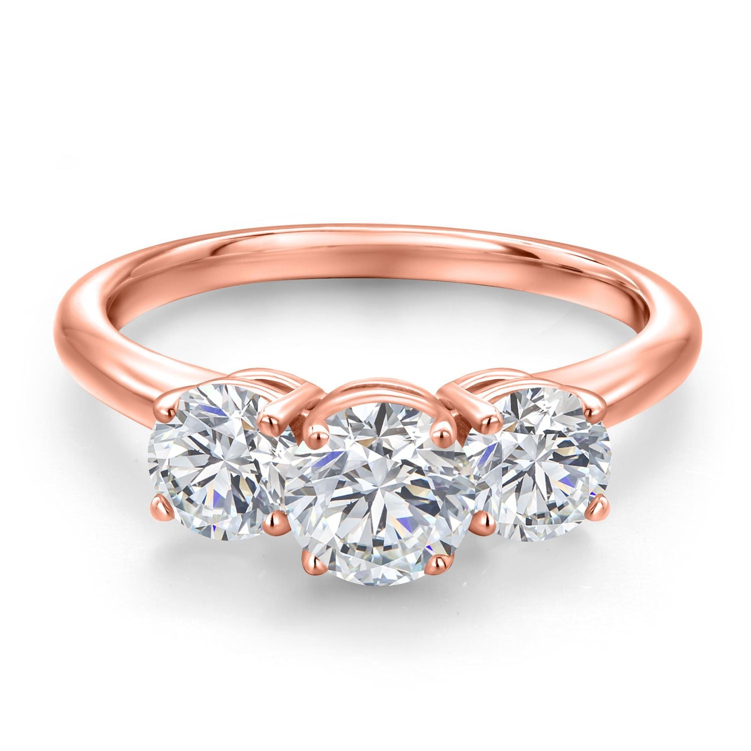White Lab Grown Diamond - April_5_Ring in 925 Rose Gold Plated Silver