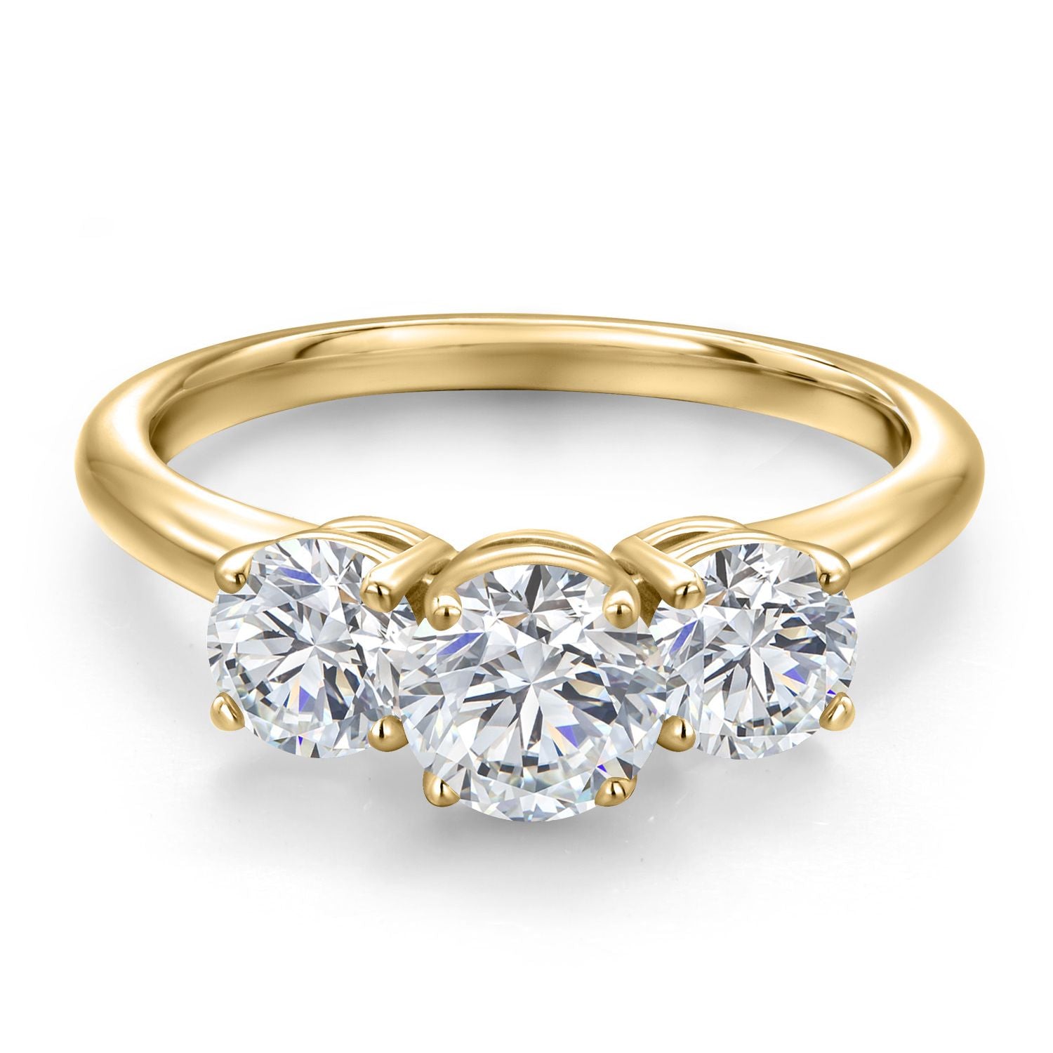 White Lab Grown Diamond - April_5_Ring in 925 Yellow Gold Plated Silver