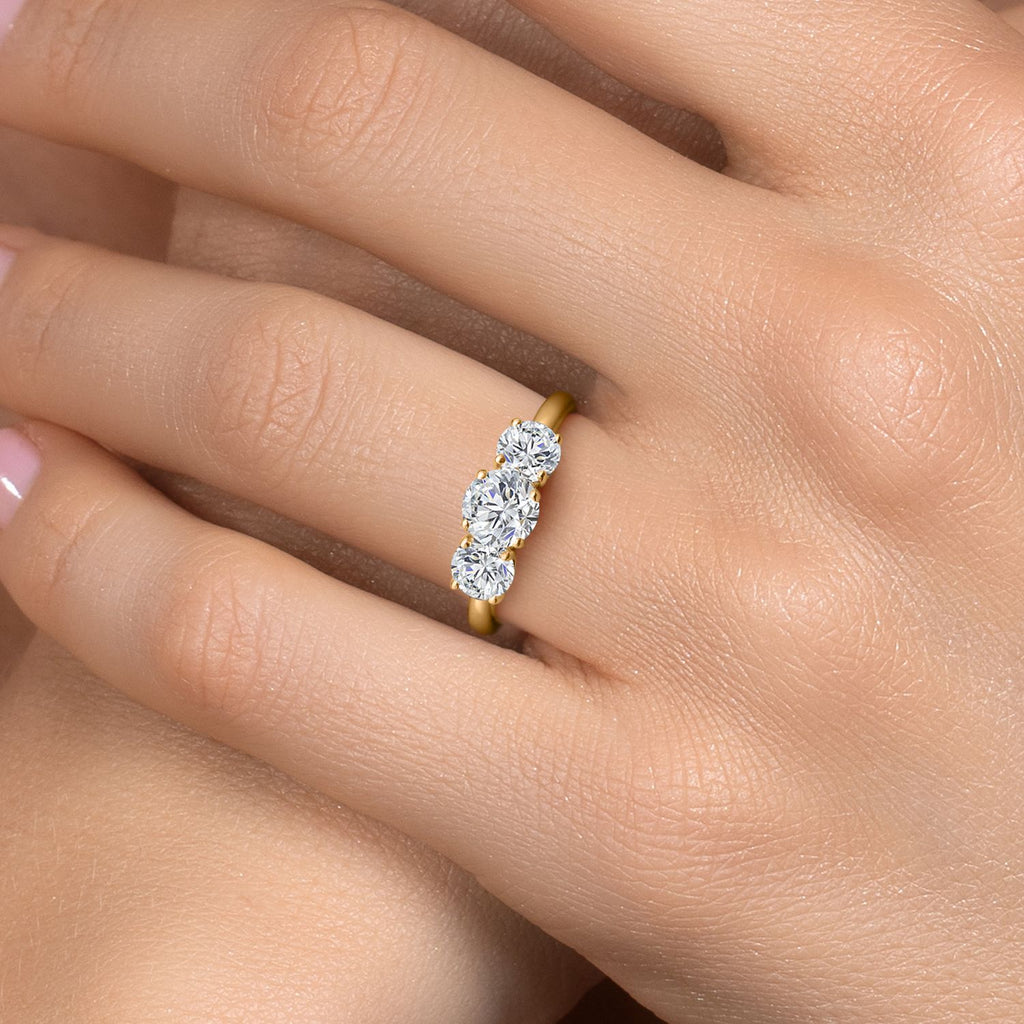 White Lab Grown Diamond - April_5_Ring in 925 Yellow Gold Plated Silver