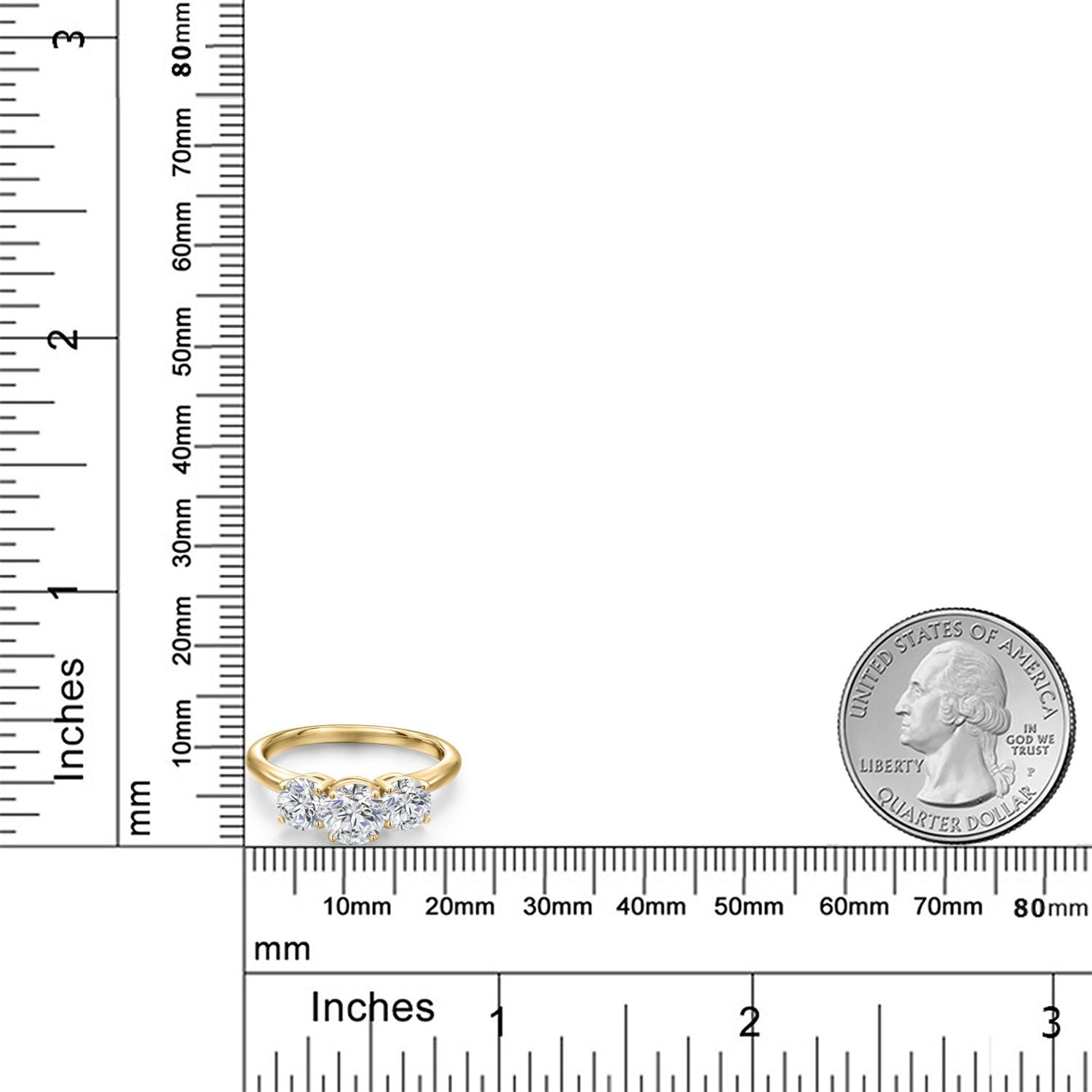 White Lab Grown Diamond - April_5_Ring in 925 Yellow Gold Plated Silver