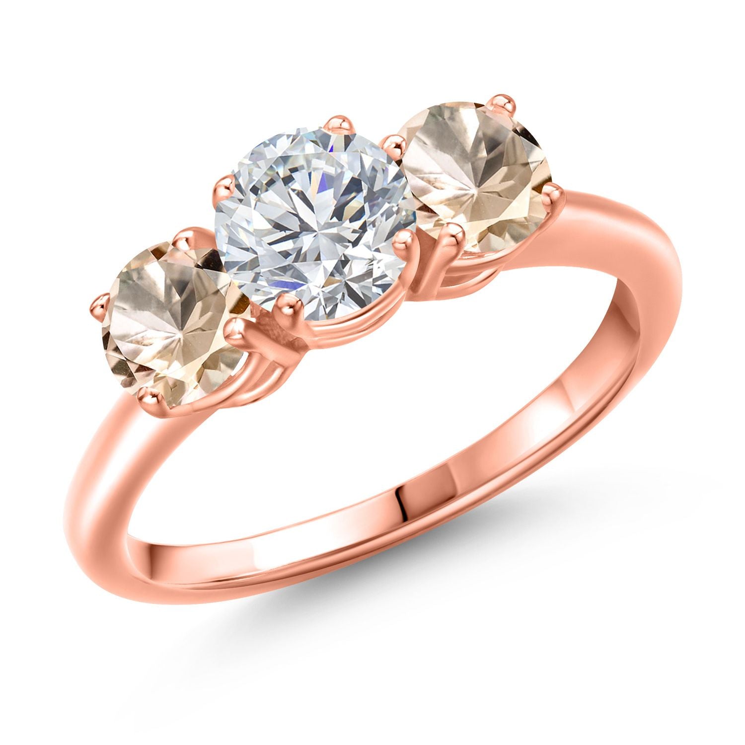Morganite - October_5_Ring in 925 Rose Gold Plated Silver