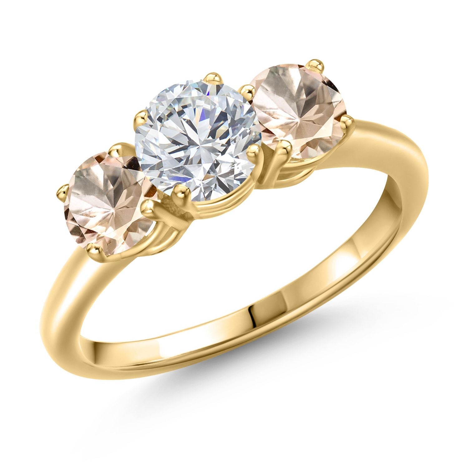 Morganite - October_7_Ring in 925 Yellow Gold Plated Silver
