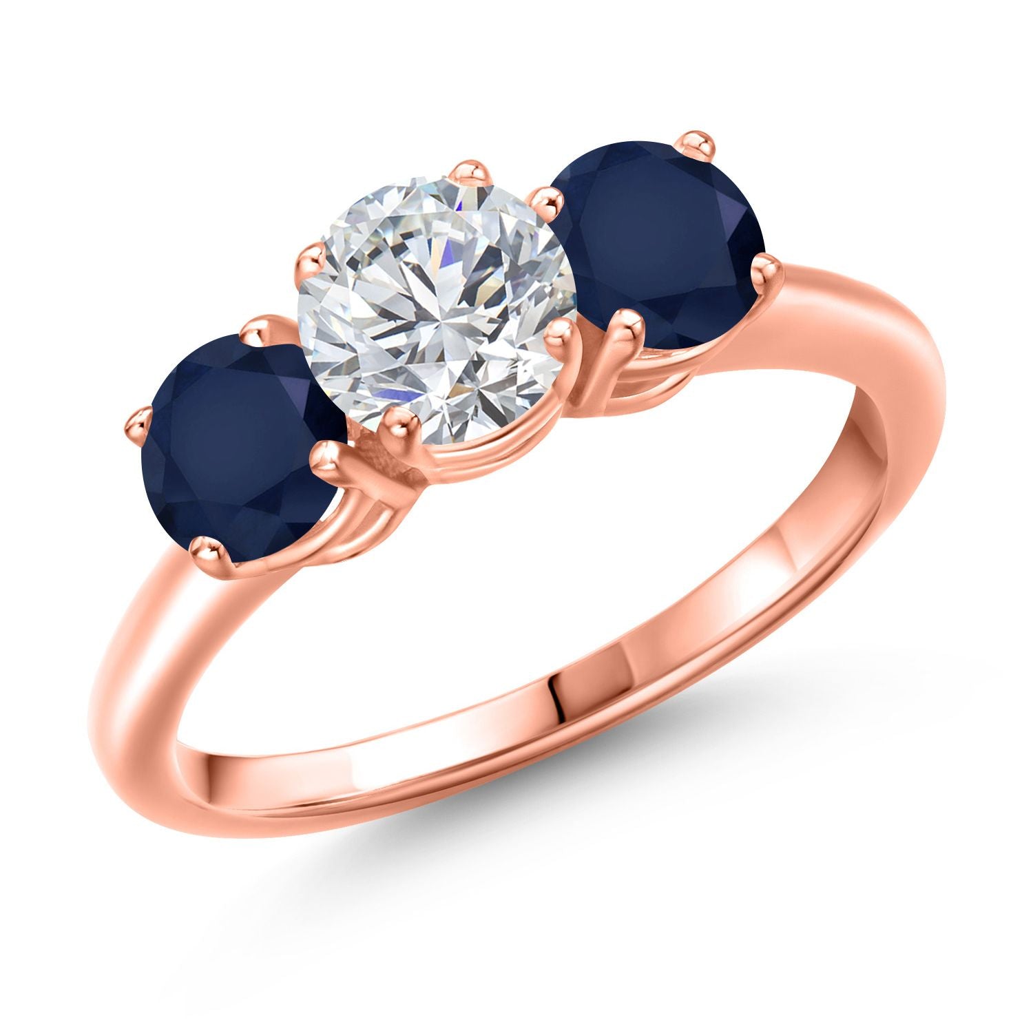 Blue Sapphire - September_8_Ring in 925 Rose Gold Plated Silver