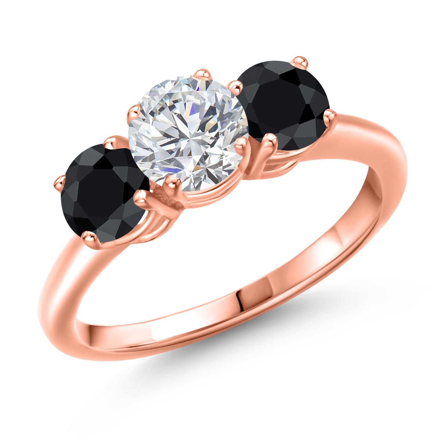Black Sapphire - September_9_Ring in 925 Rose Gold Plated Silver