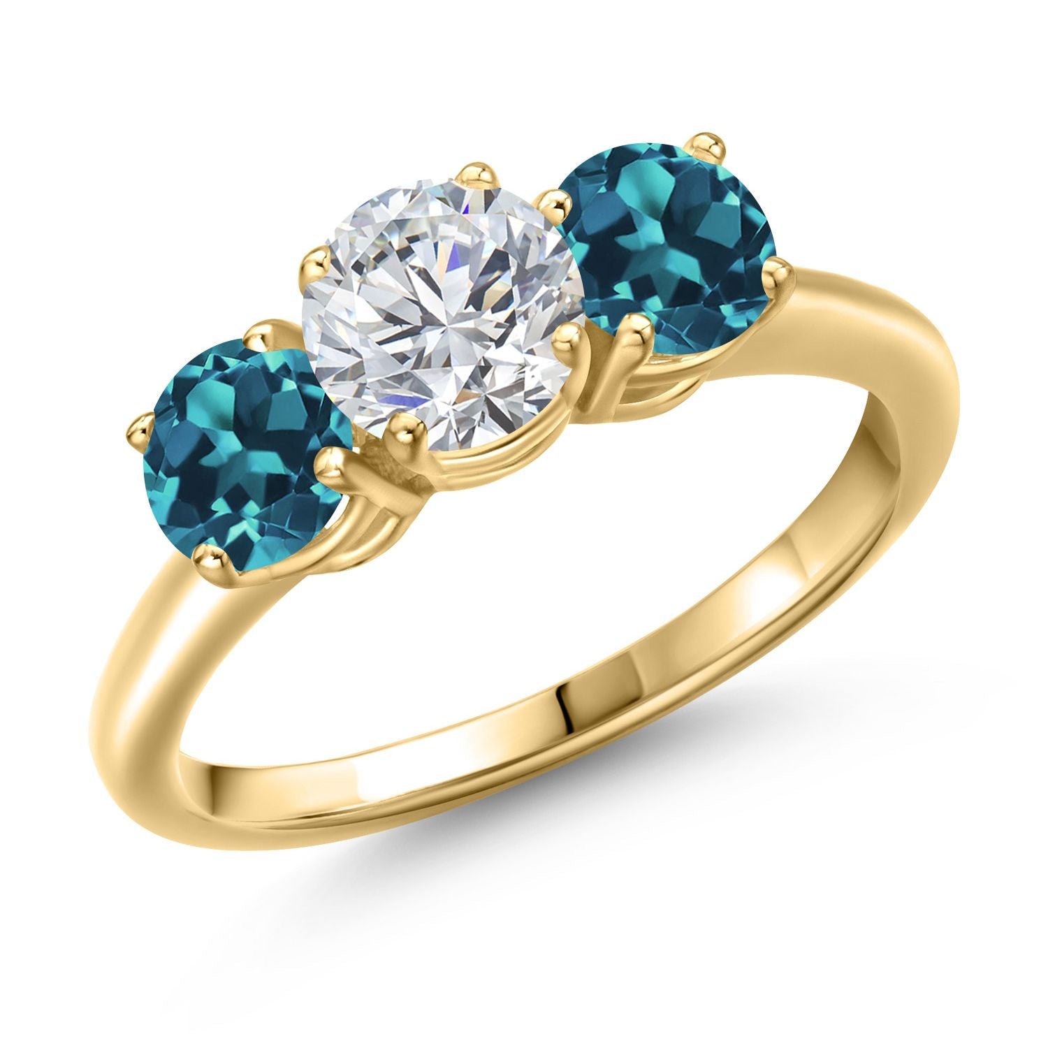 London Blue Topaz - November_8_Ring in 925 Yellow Gold Plated Silver