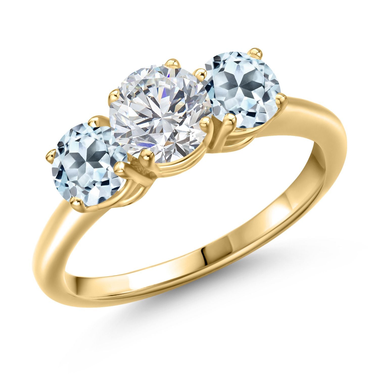 Sky Blue Topaz - November_5_Ring in 925 Yellow Gold Plated Silver