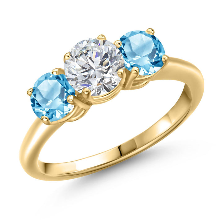 Swiss Blue Topaz - November_5_Ring in 925 Yellow Gold Plated Silver