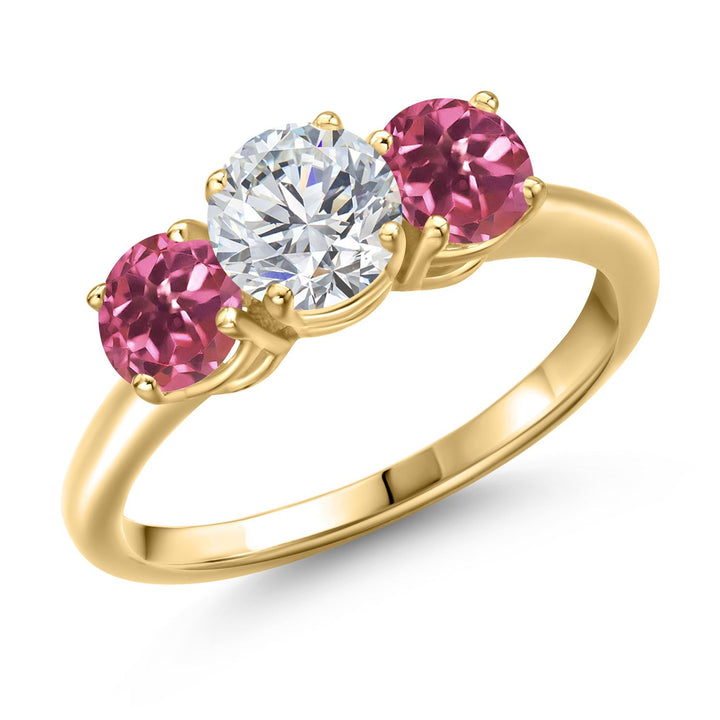 Pink Tourmaline - October_5_Ring in 925 Yellow Gold Plated Silver