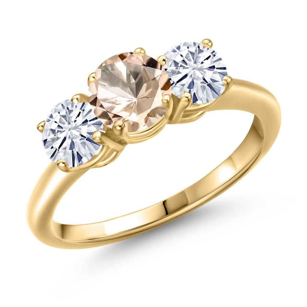 Morganite - October_8_Ring in 925 Yellow Gold Plated Silver
