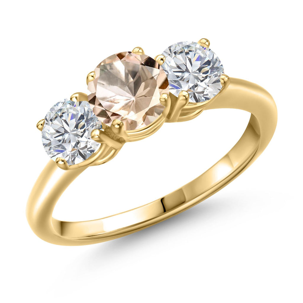 Morganite - October_8_Ring in 925 Yellow Gold Plated Silver