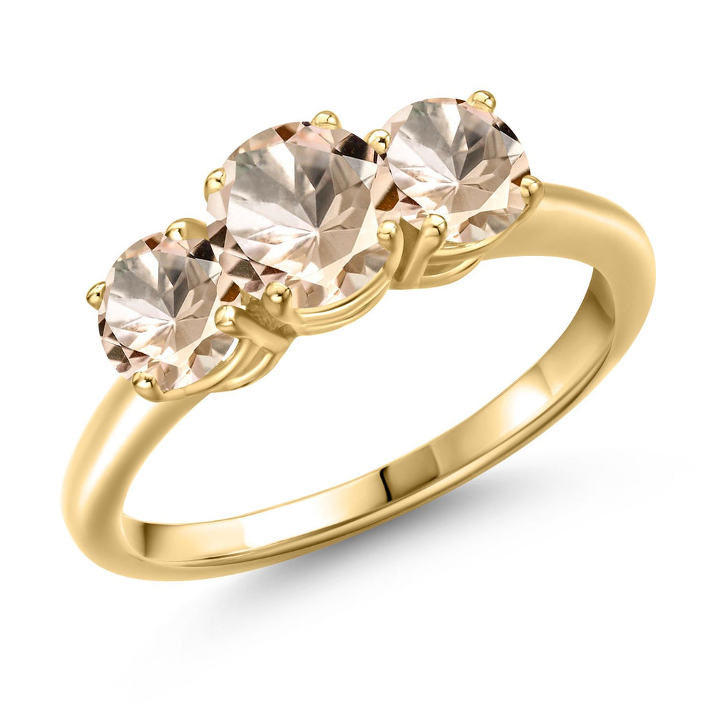 Morganite - October_5_Ring in 925 Yellow Gold Plated Silver