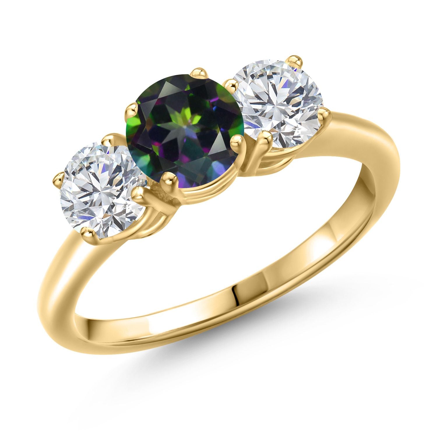 Green Mystic Topaz_7_Ring in 925 Yellow Gold Plated Silver