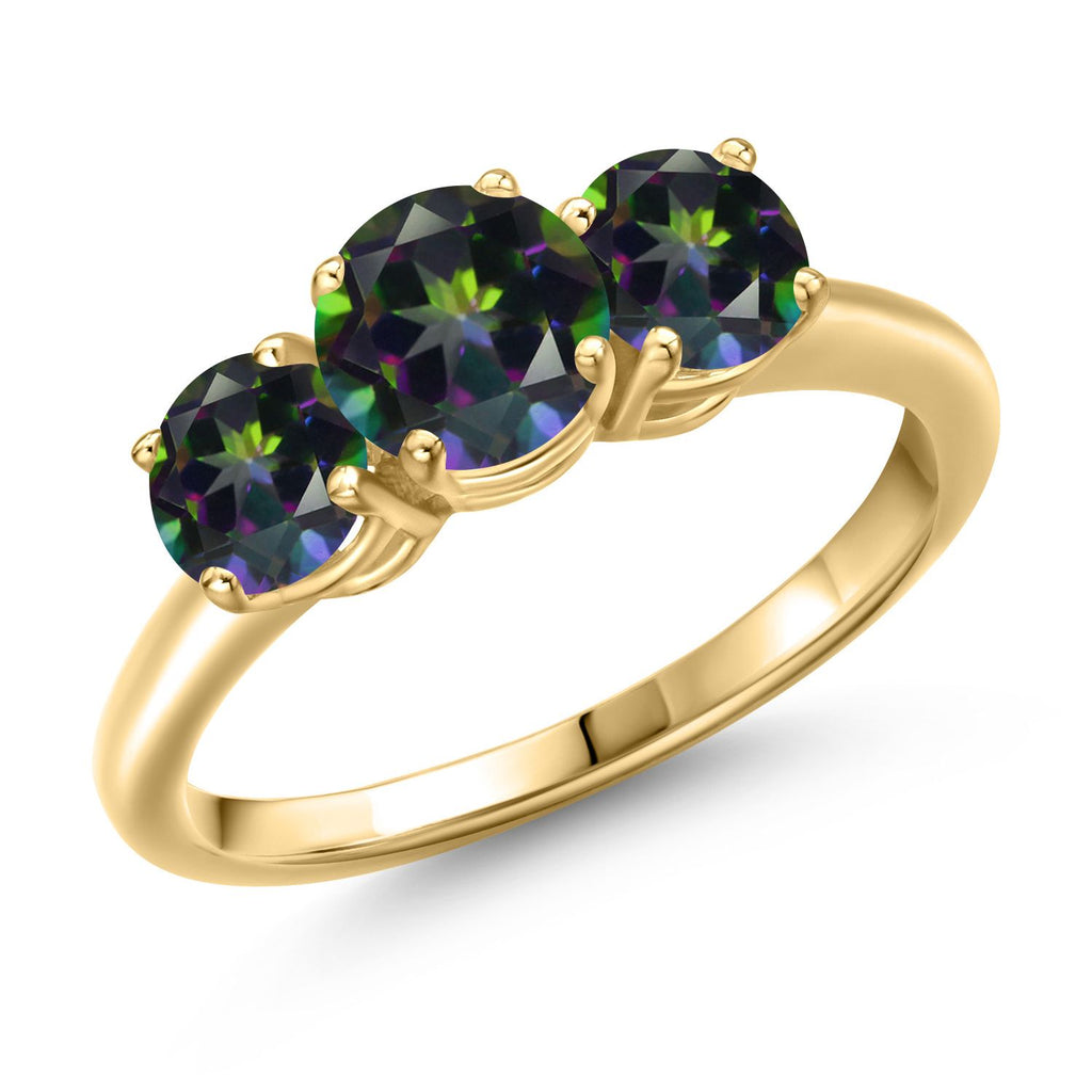 Green Mystic Topaz_9_Ring in 925 Yellow Gold Plated Silver