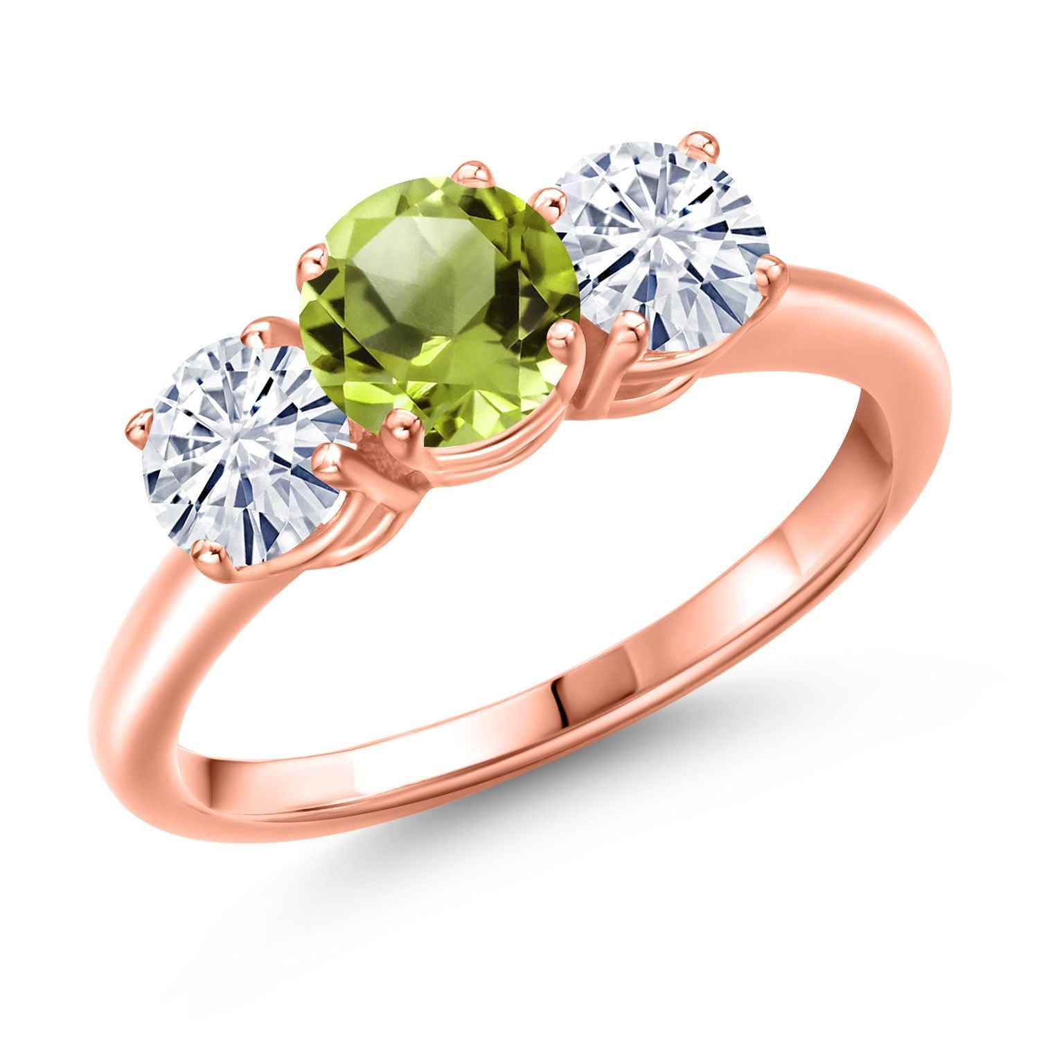 Peridot - August_8_Ring in 925 Rose Gold Plated Silver
