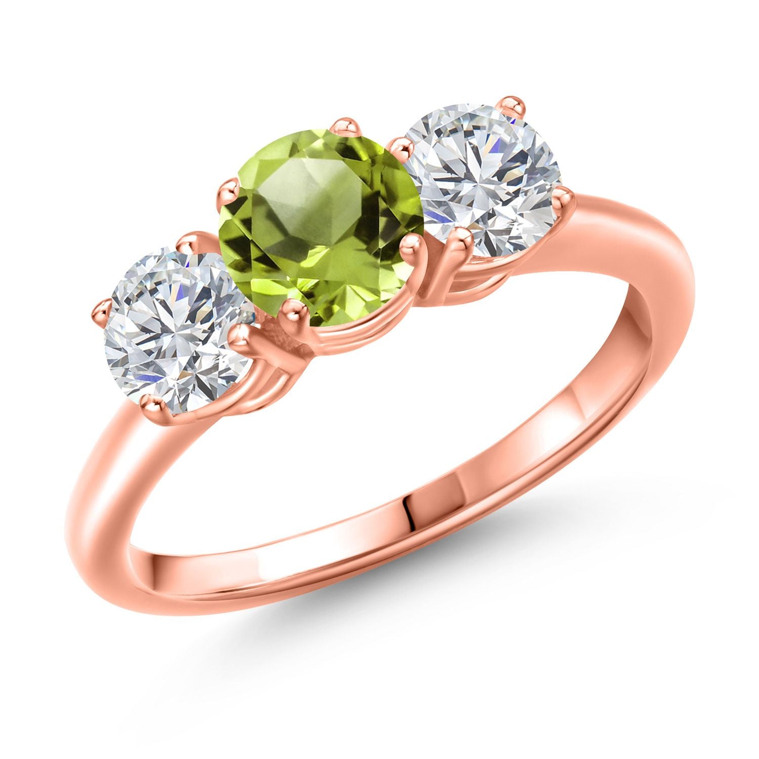 Peridot - August_6_Ring in 925 Rose Gold Plated Silver