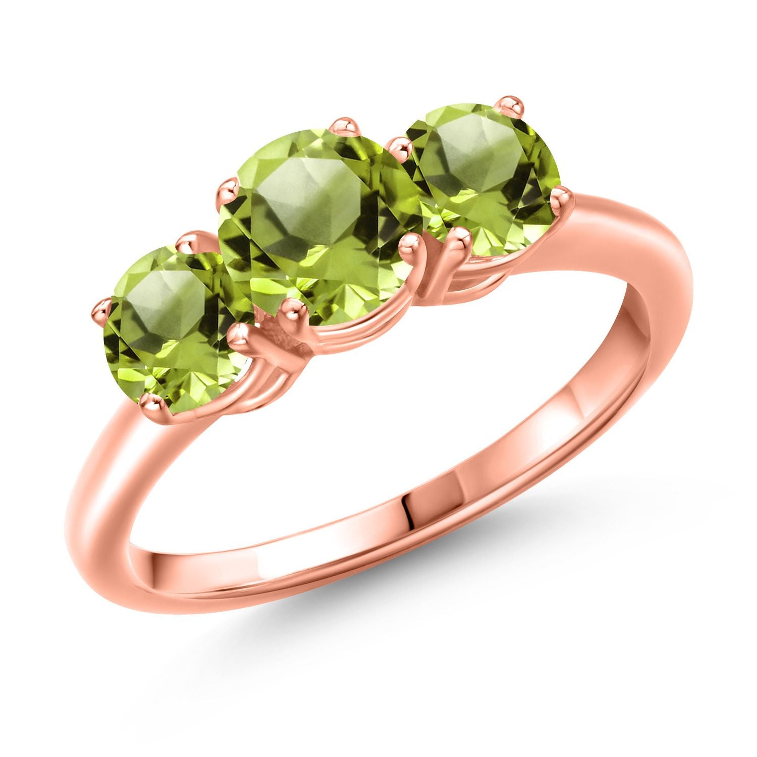 Peridot - August_7_Ring in 925 Rose Gold Plated Silver