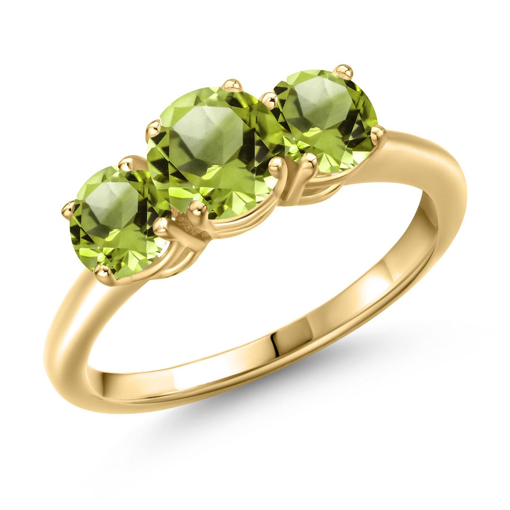 Peridot - August_9_Ring in 925 Yellow Gold Plated Silver