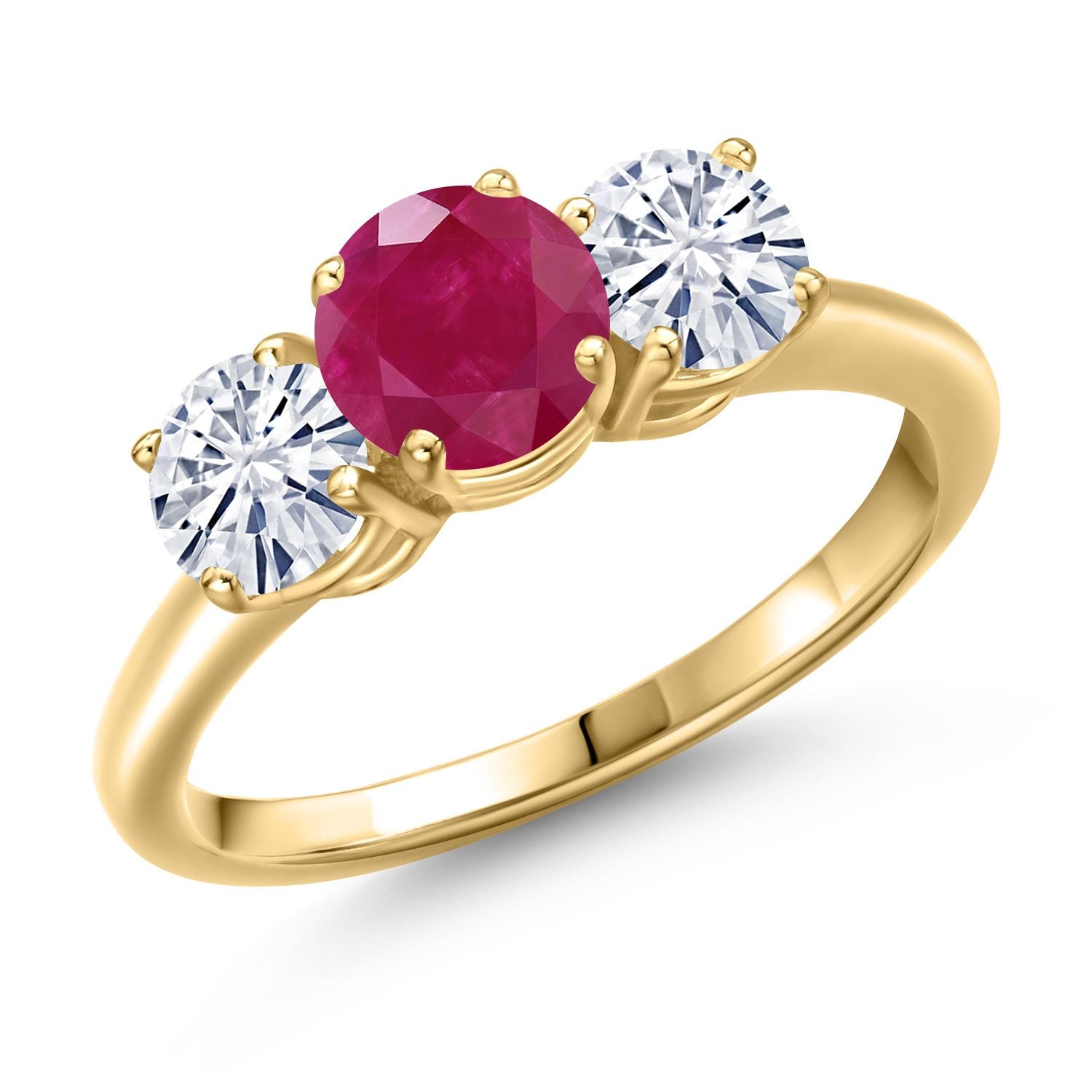Ruby - July_8_Ring in 925 Yellow Gold Plated Silver