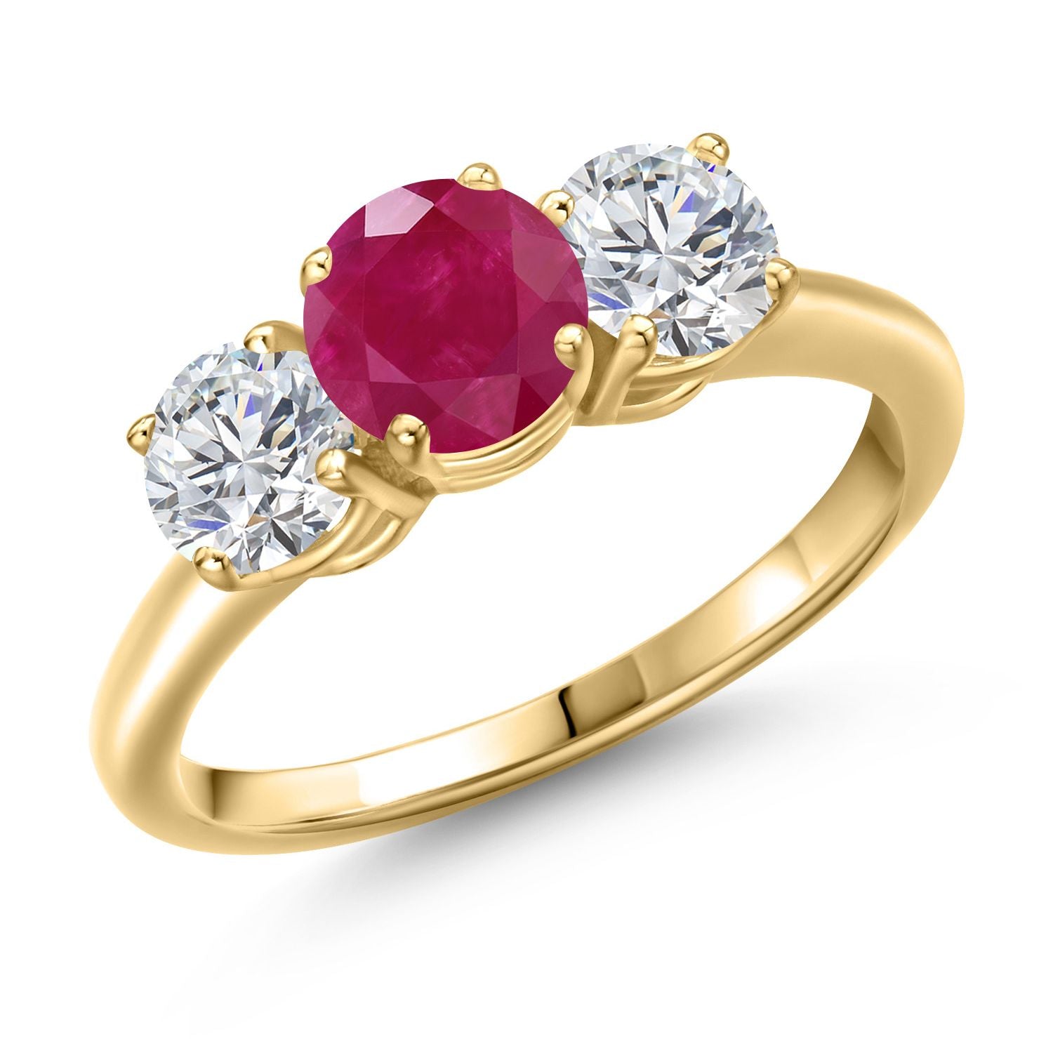 Ruby - July_8_Ring in 925 Yellow Gold Plated Silver