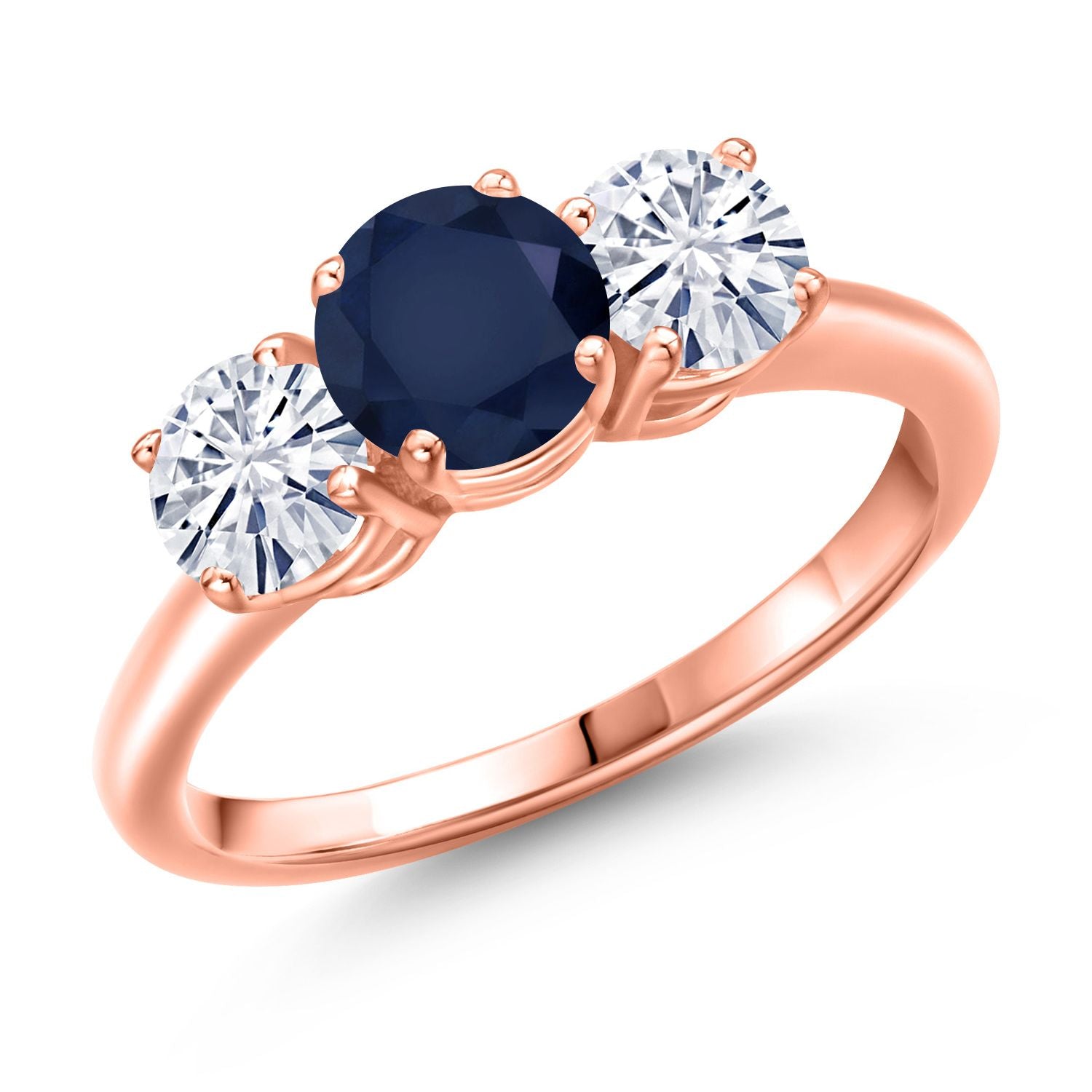 Blue Sapphire - September_9_Ring in 925 Rose Gold Plated Silver
