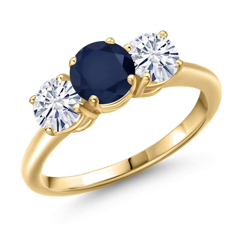 Blue Sapphire - September_8_Ring in 925 Yellow Gold Plated Silver