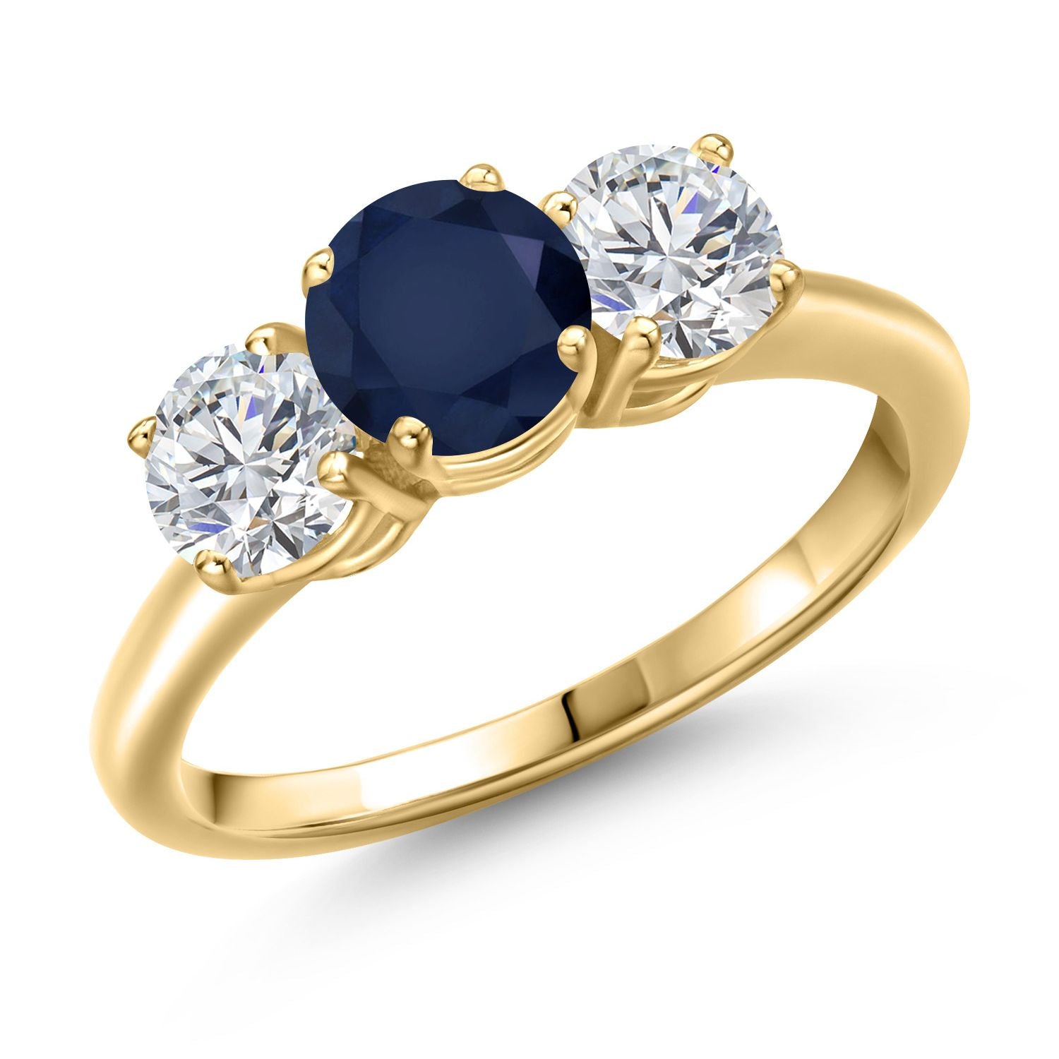 Blue Sapphire - September_9_Ring in 925 Yellow Gold Plated Silver