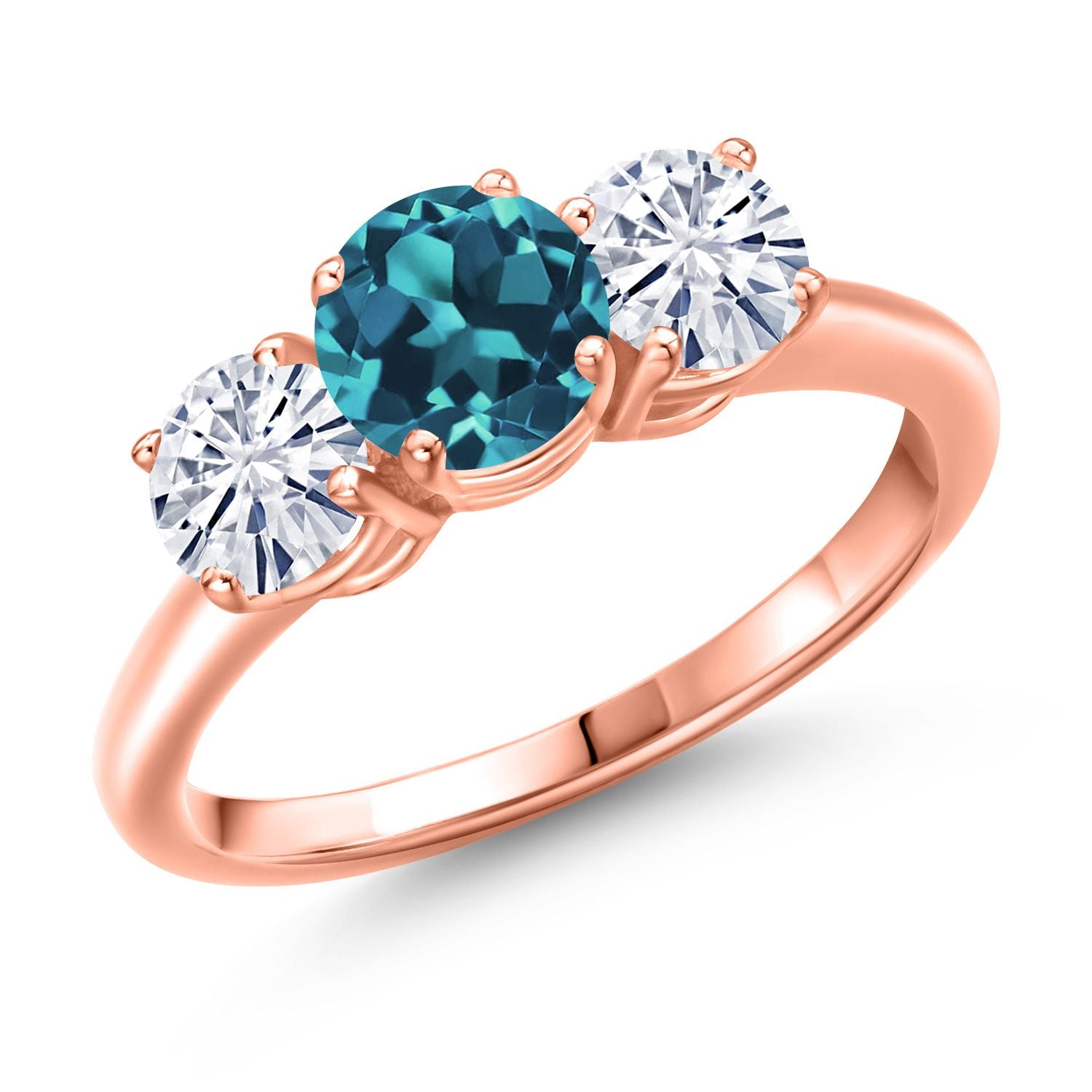London Blue Topaz - November_5_Ring in 925 Rose Gold Plated Silver
