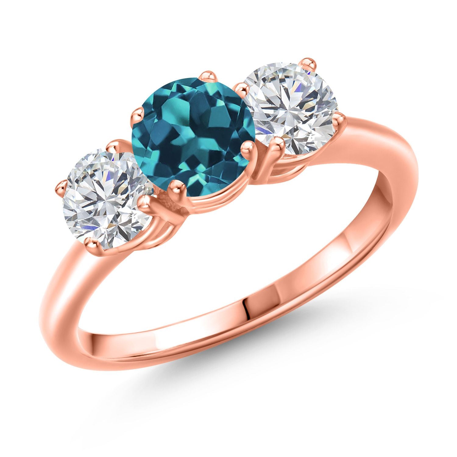 London Blue Topaz - November_6_Ring in 925 Rose Gold Plated Silver