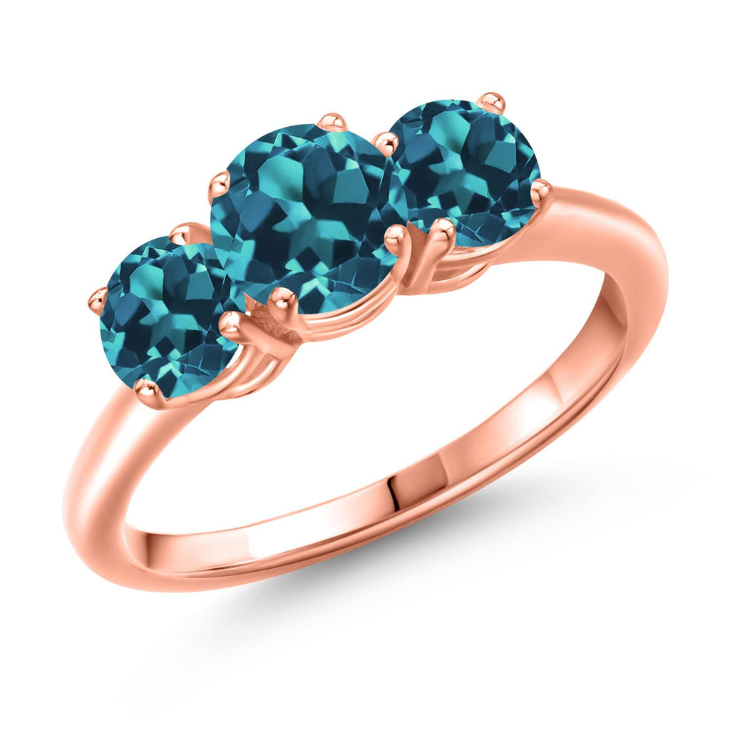 London Blue Topaz - November_7_Ring in 925 Rose Gold Plated Silver
