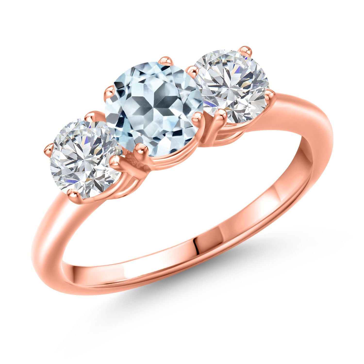 Sky Blue Topaz - November_6_Ring in 925 Rose Gold Plated Silver