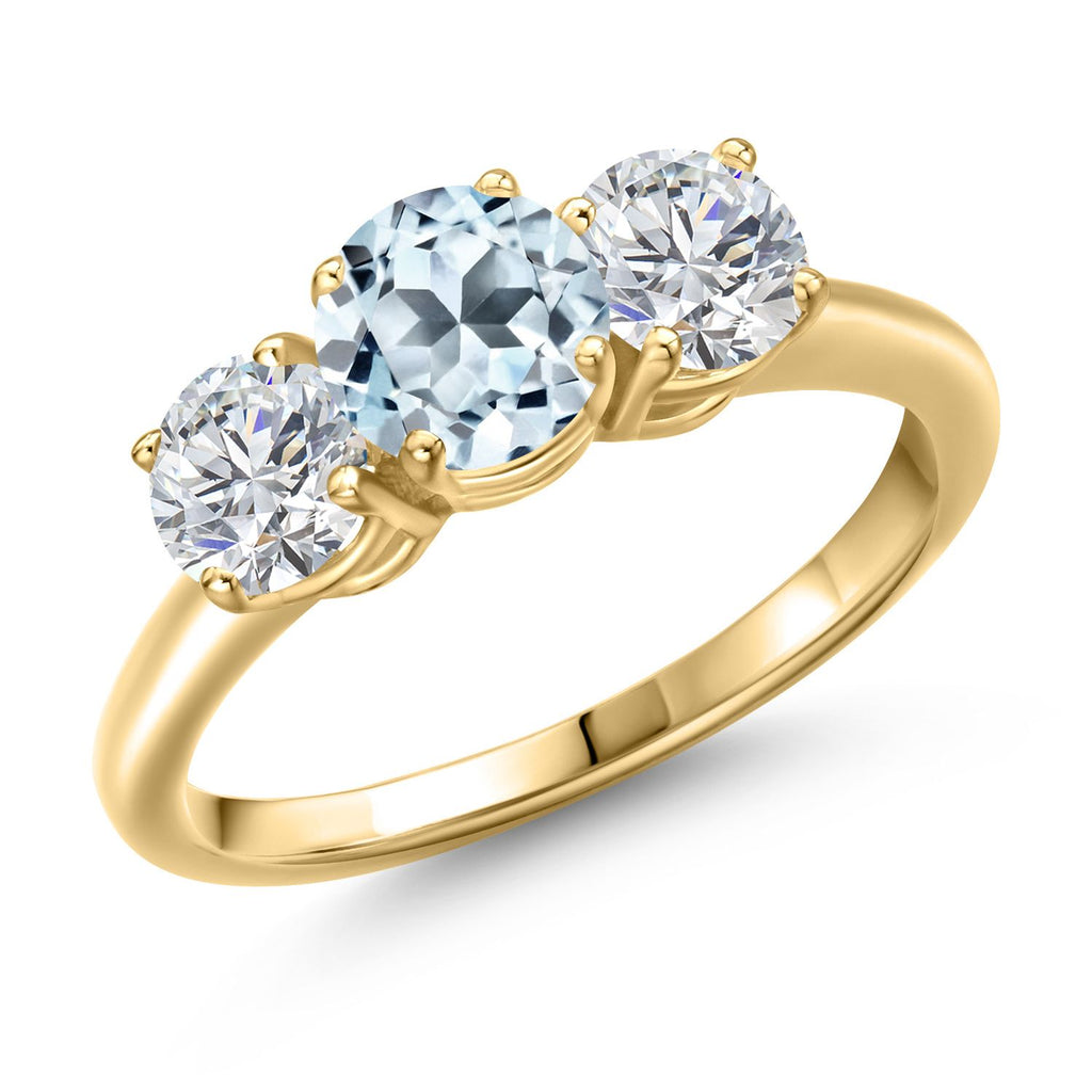 Sky Blue Topaz - November_8_Ring in 925 Yellow Gold Plated Silver