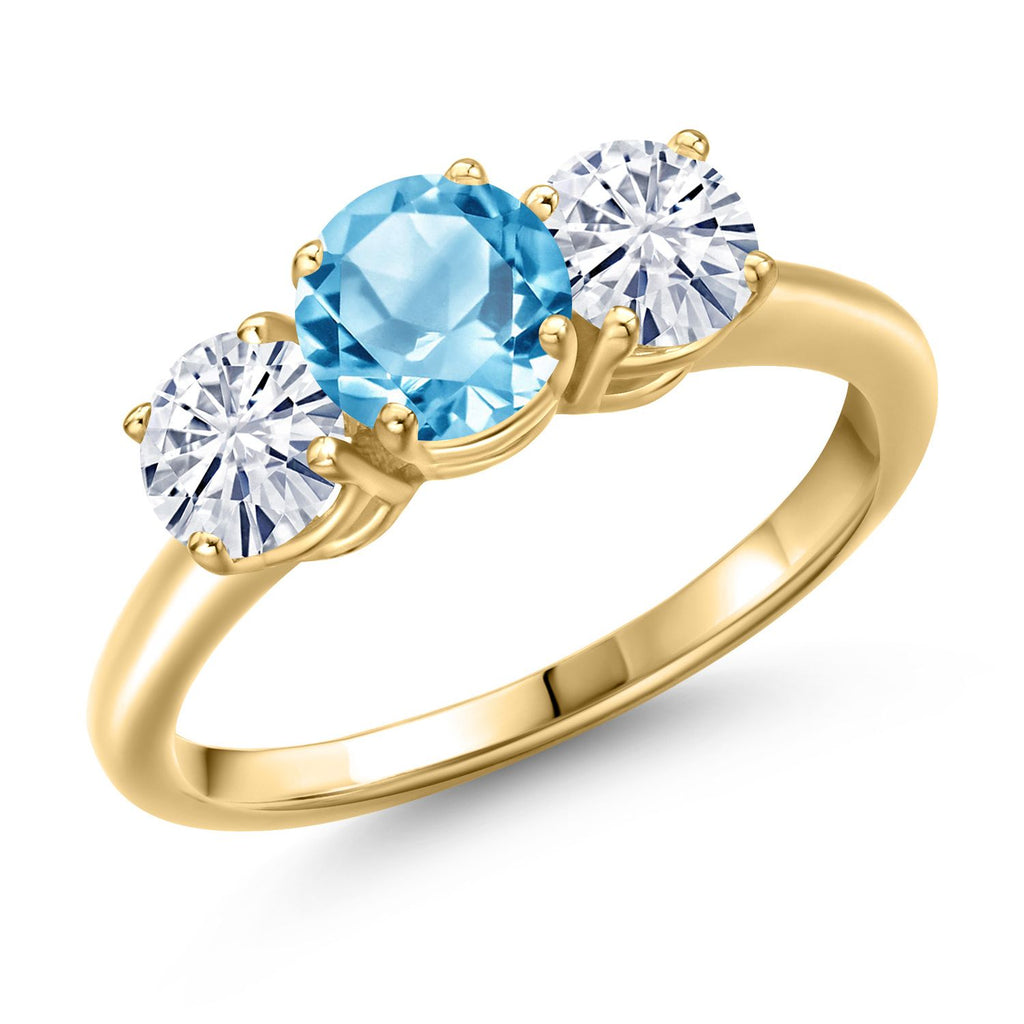 Swiss Blue Topaz - November_5_Ring in 925 Yellow Gold Plated Silver