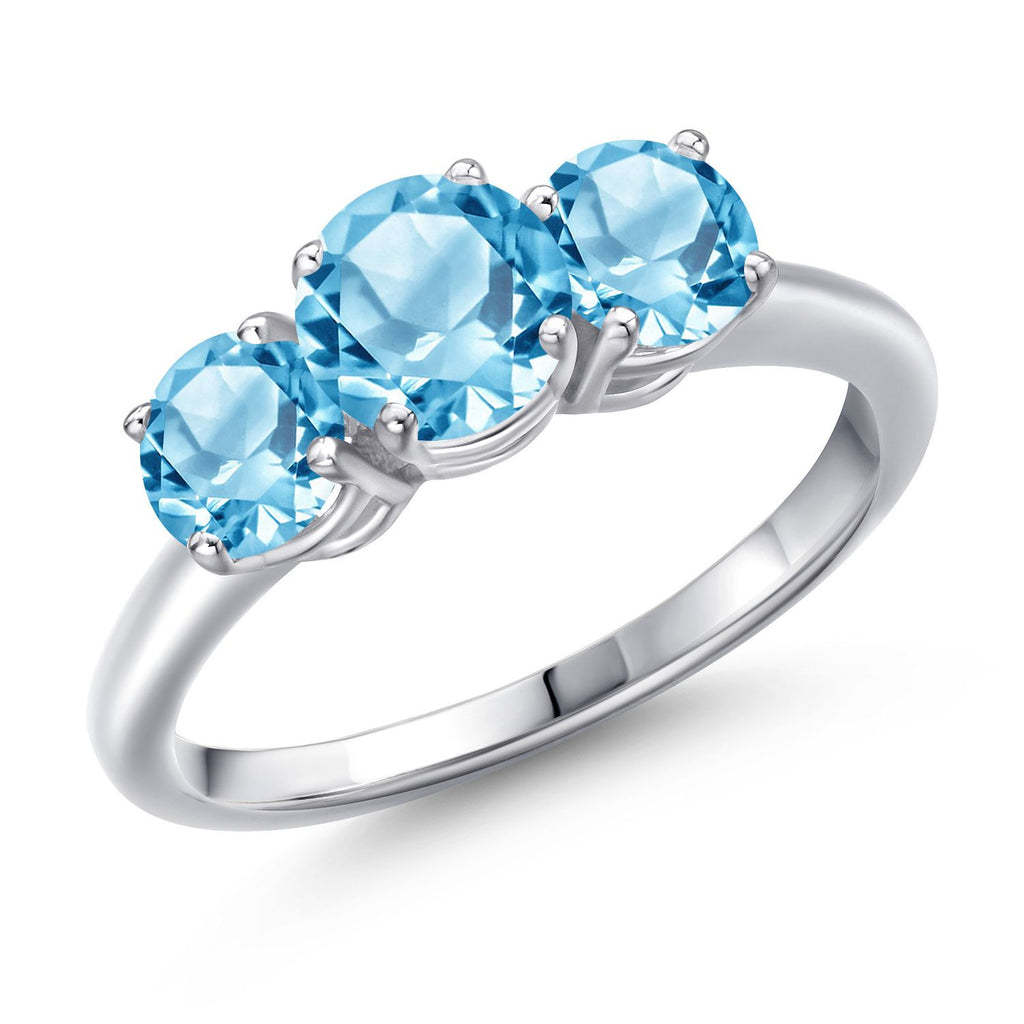 Swiss Blue Topaz - November_8_Ring in 925 Sterling Silver