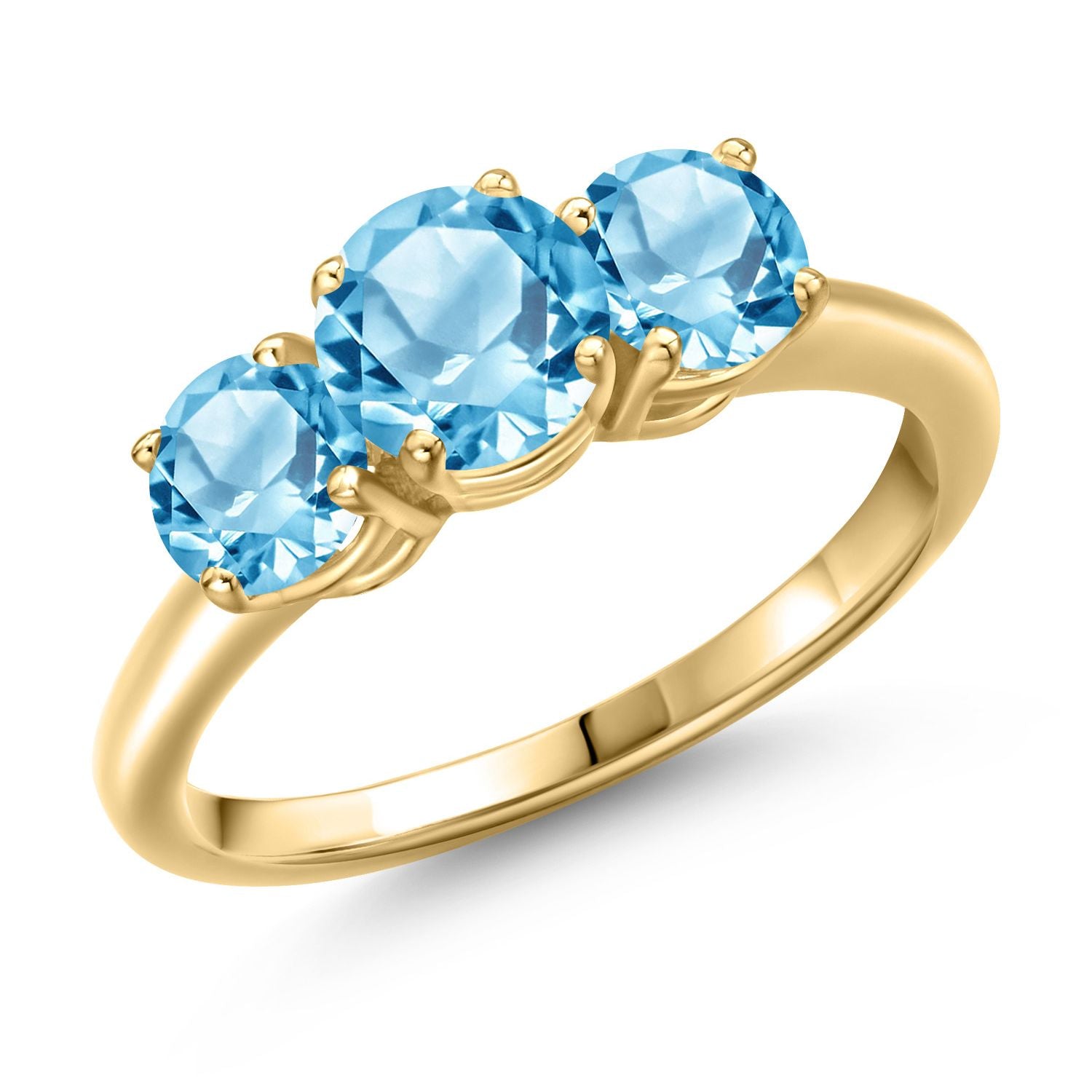 Swiss Blue Topaz - November_7_Ring in 925 Yellow Gold Plated Silver